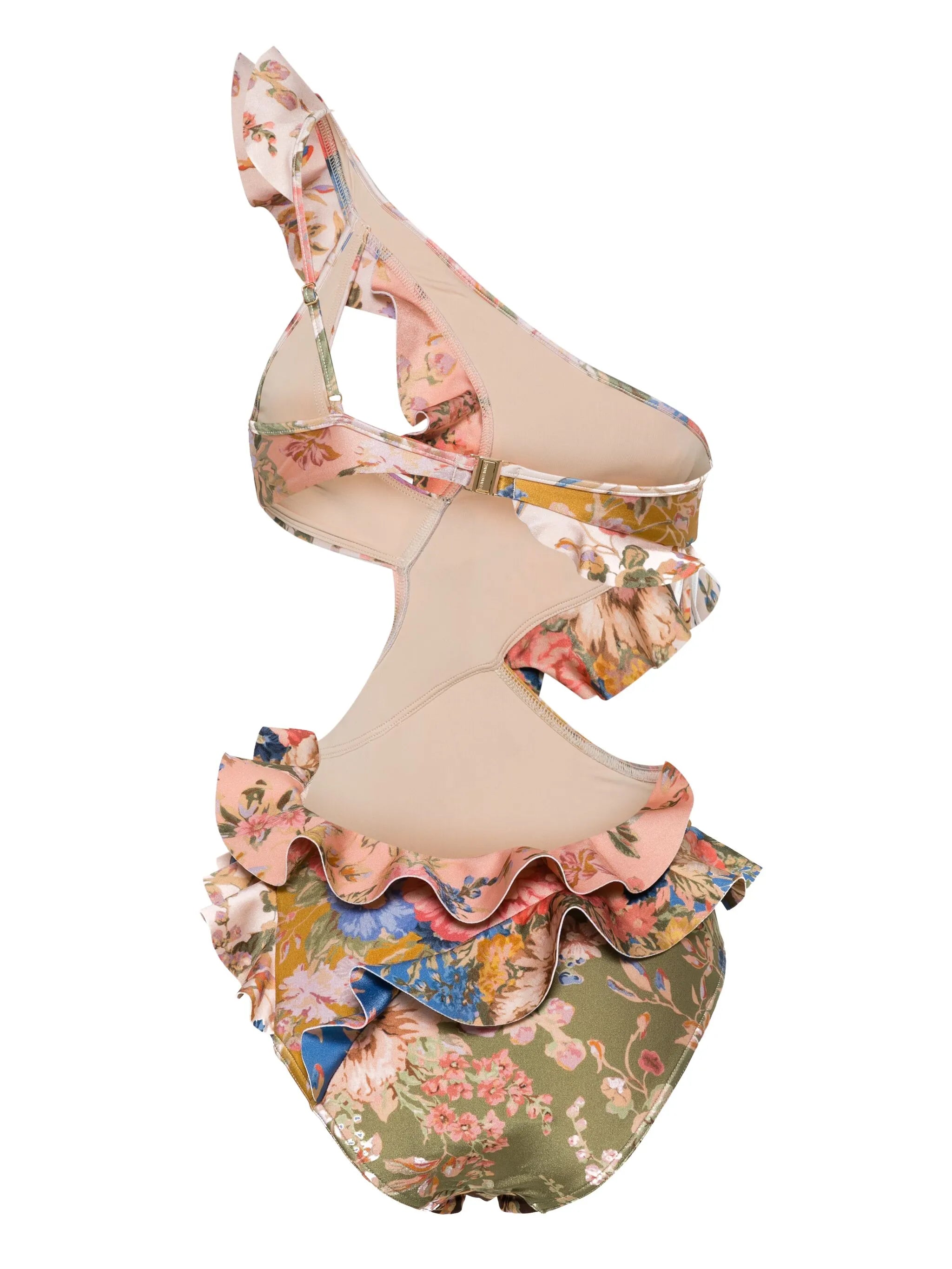 floral-print ruffled swimsuit