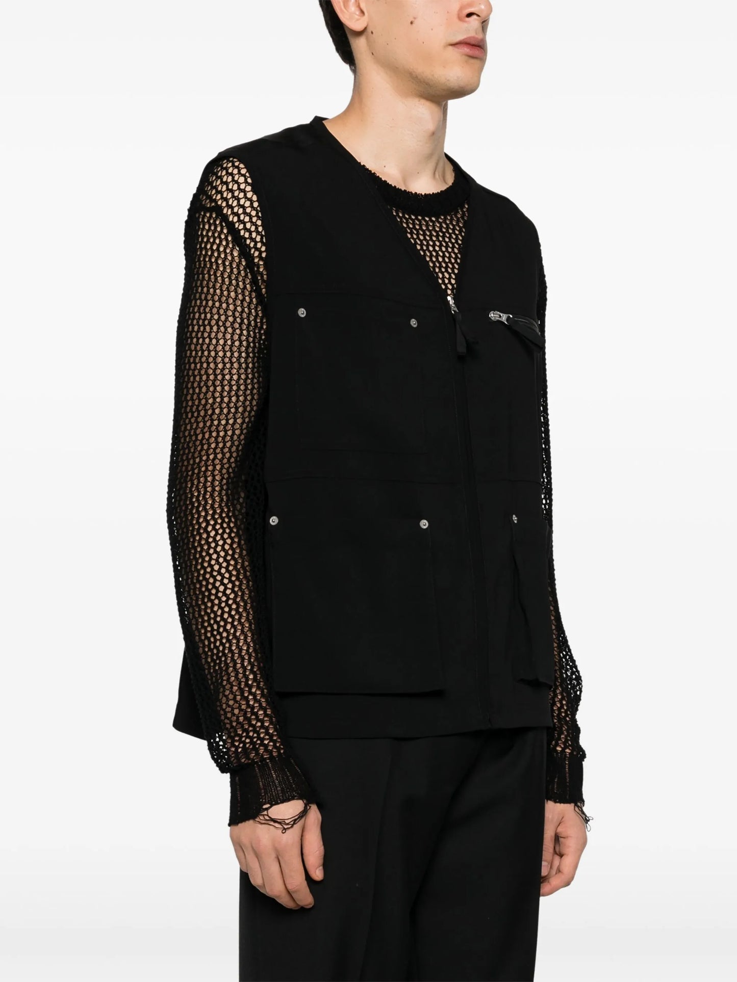 multi-pocket zip-up gilet