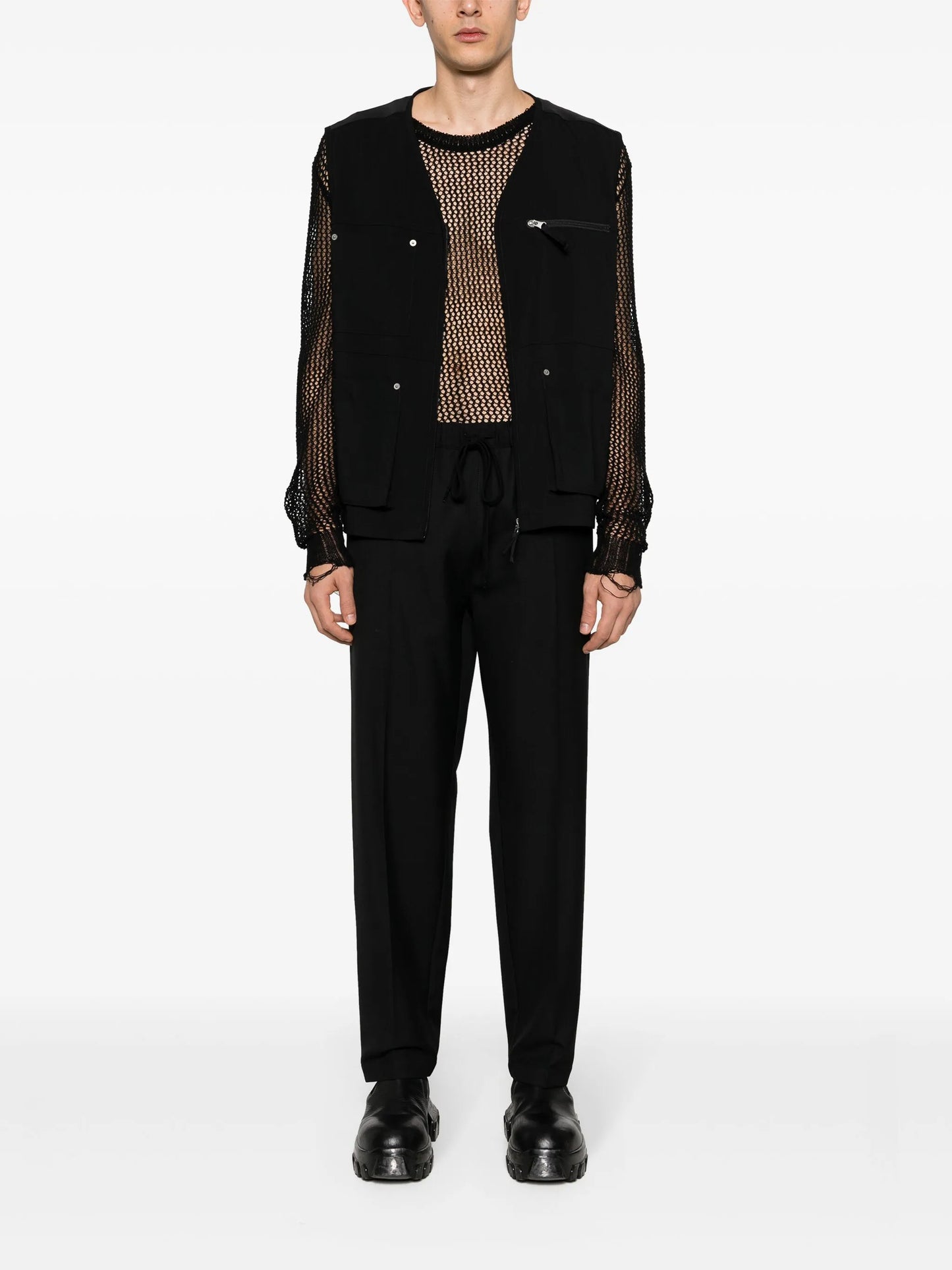multi-pocket zip-up gilet
