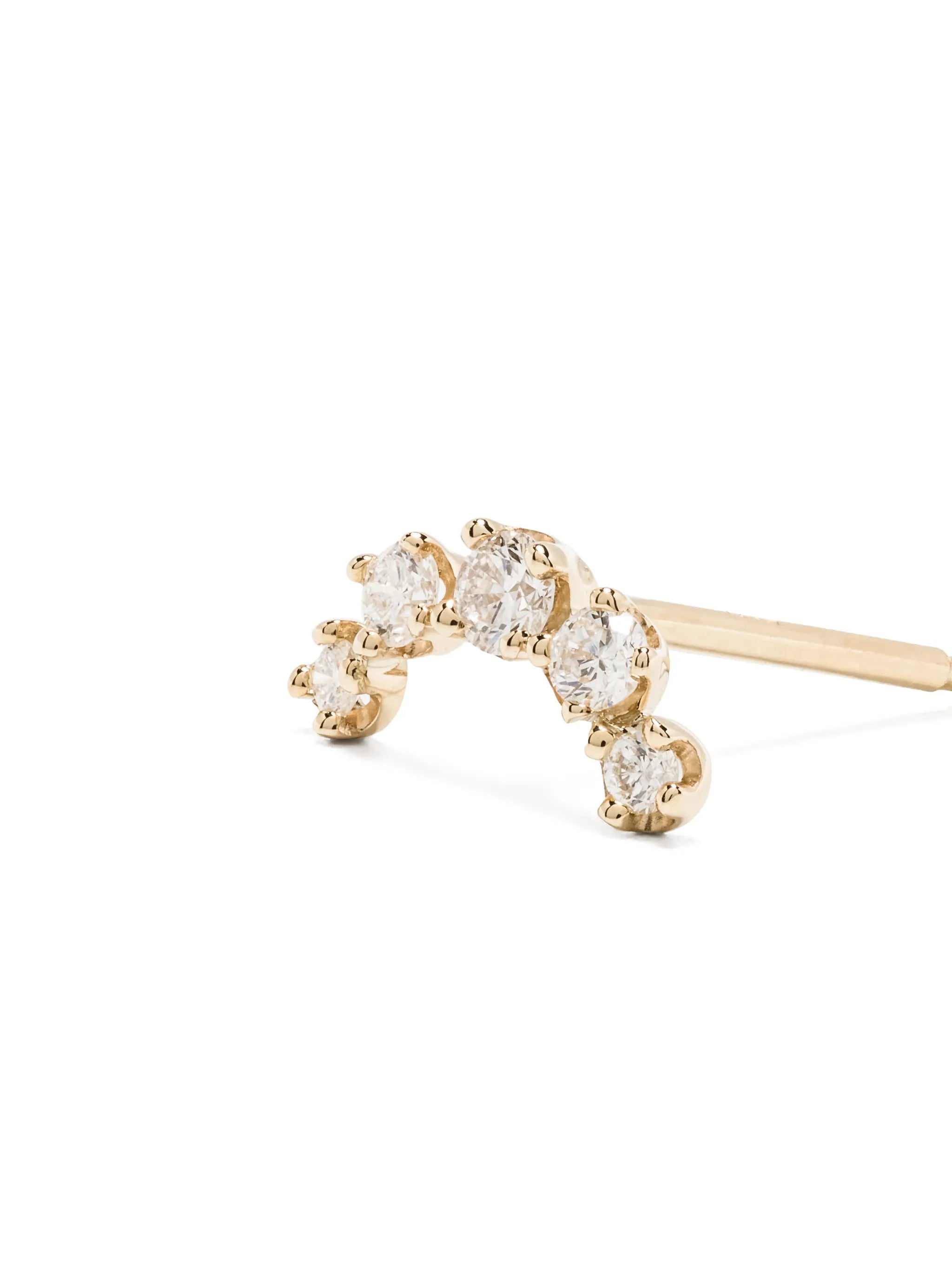 14kt yellow gold curved diamond single earring