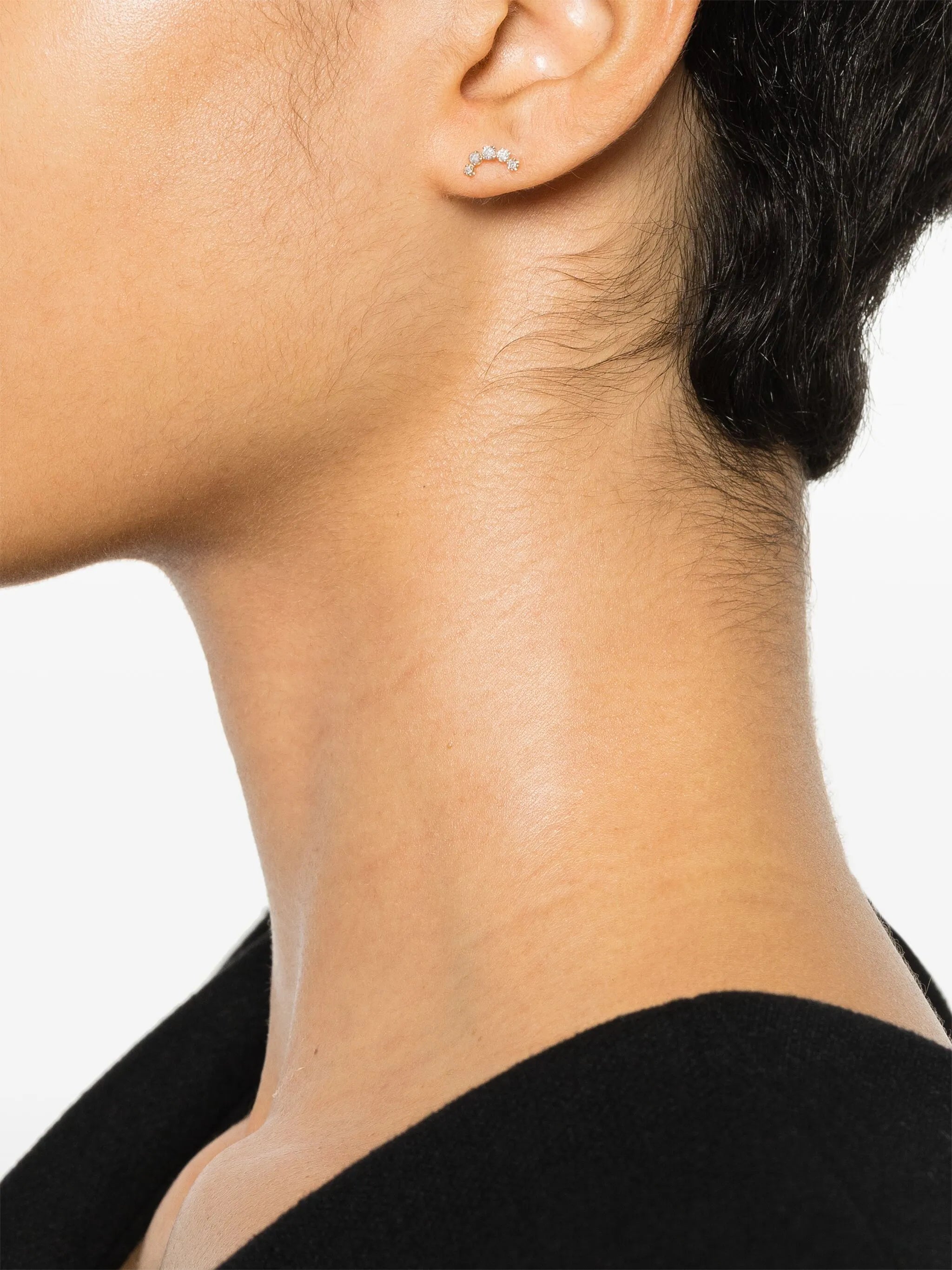 14kt yellow gold curved diamond single earring