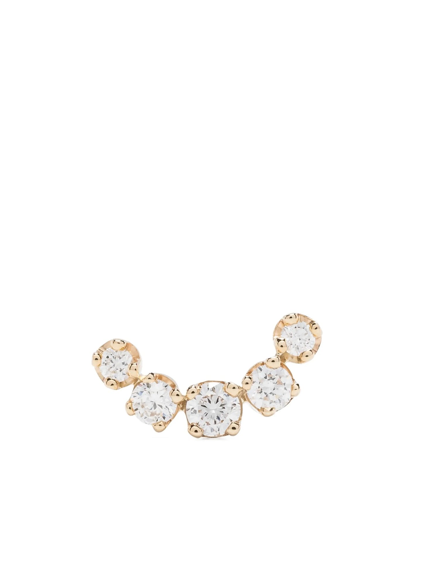 14kt yellow gold curved diamond single earring