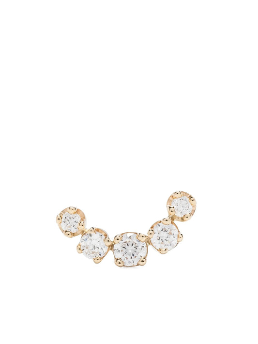 14kt yellow gold curved diamond single earring
