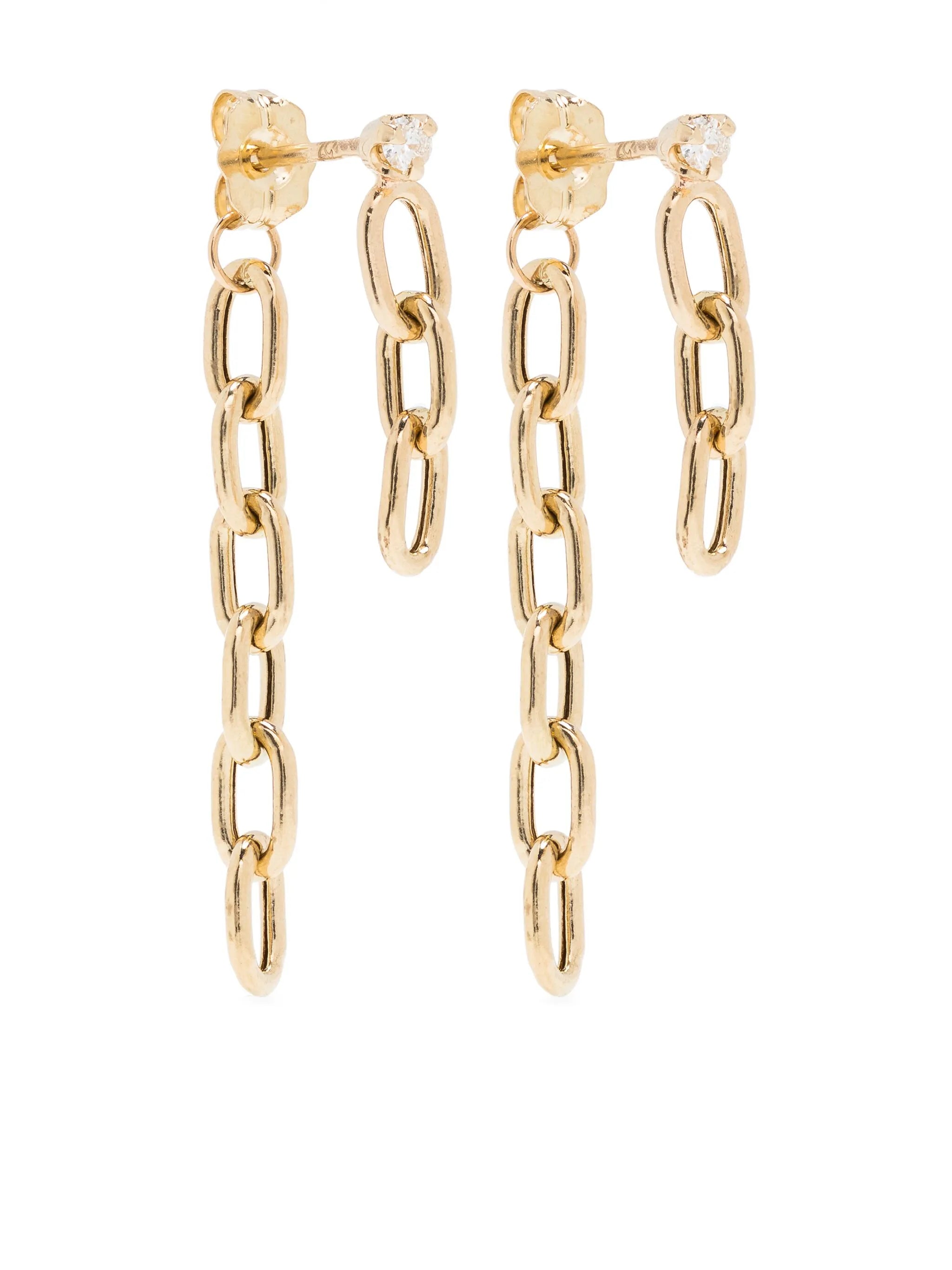 14kt yellow gold medium diamond drop earrings