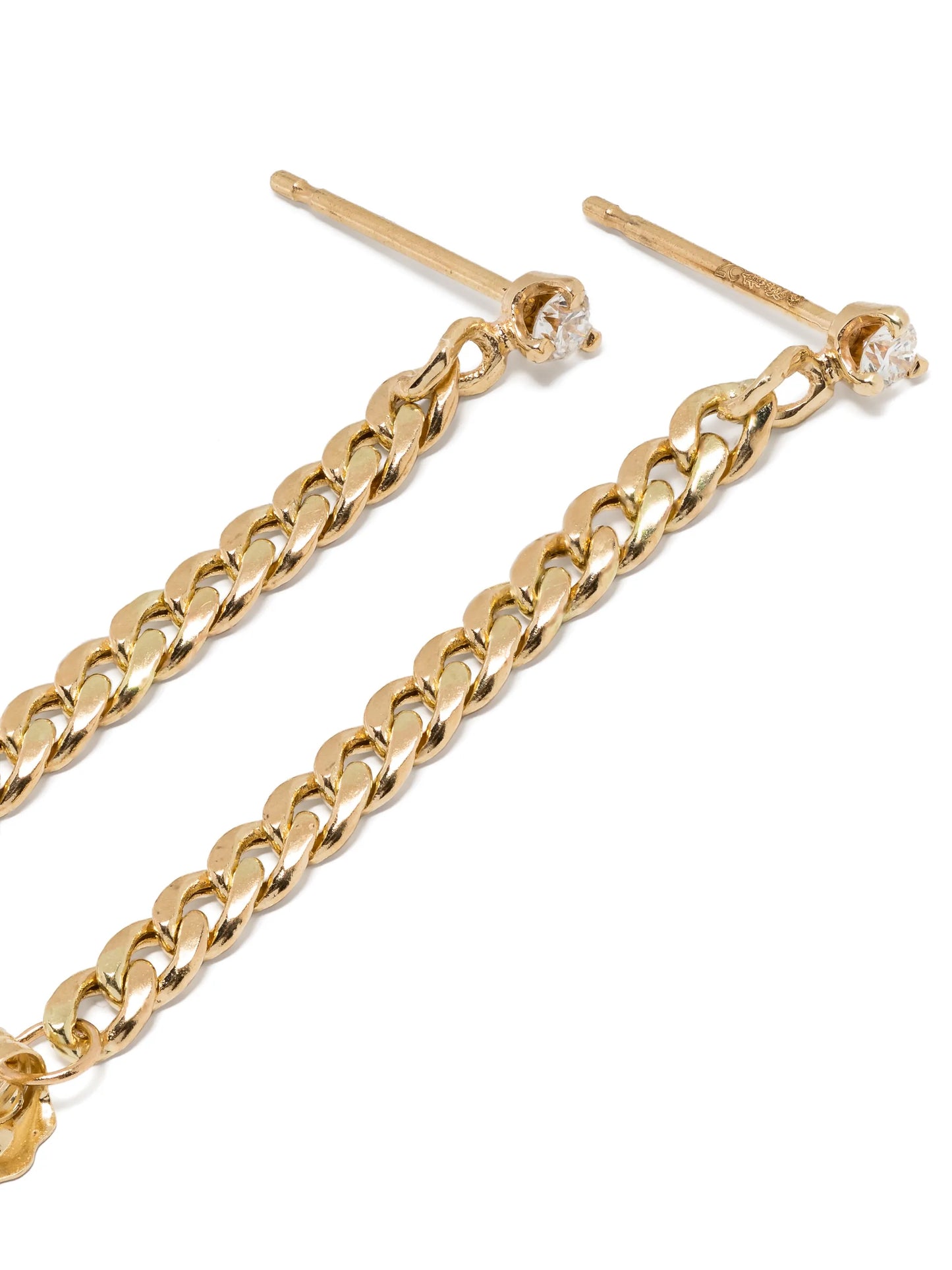 14kt yellow gold curb-chain diamond earrings