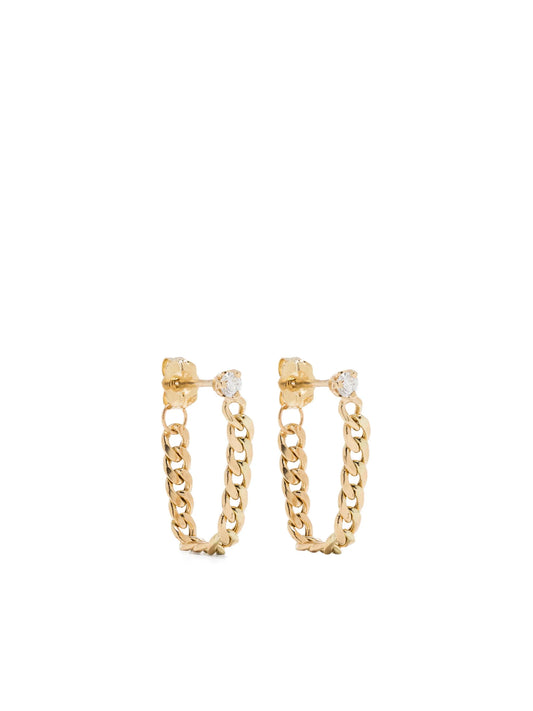 14kt yellow gold curb-chain diamond earrings