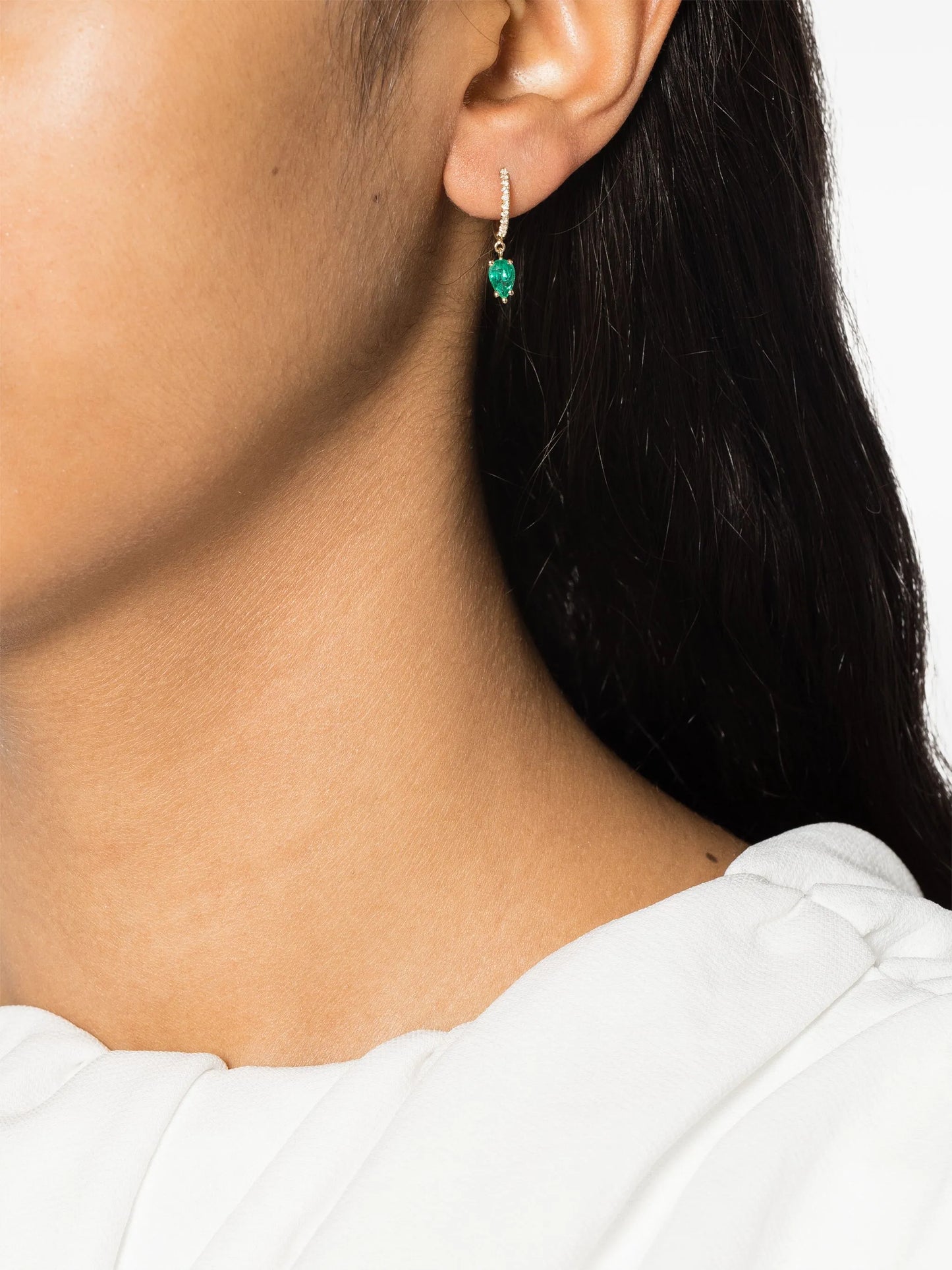 14kt yellow gold diamond hoop earrings