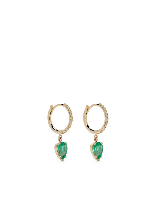 14kt yellow gold diamond hoop earrings