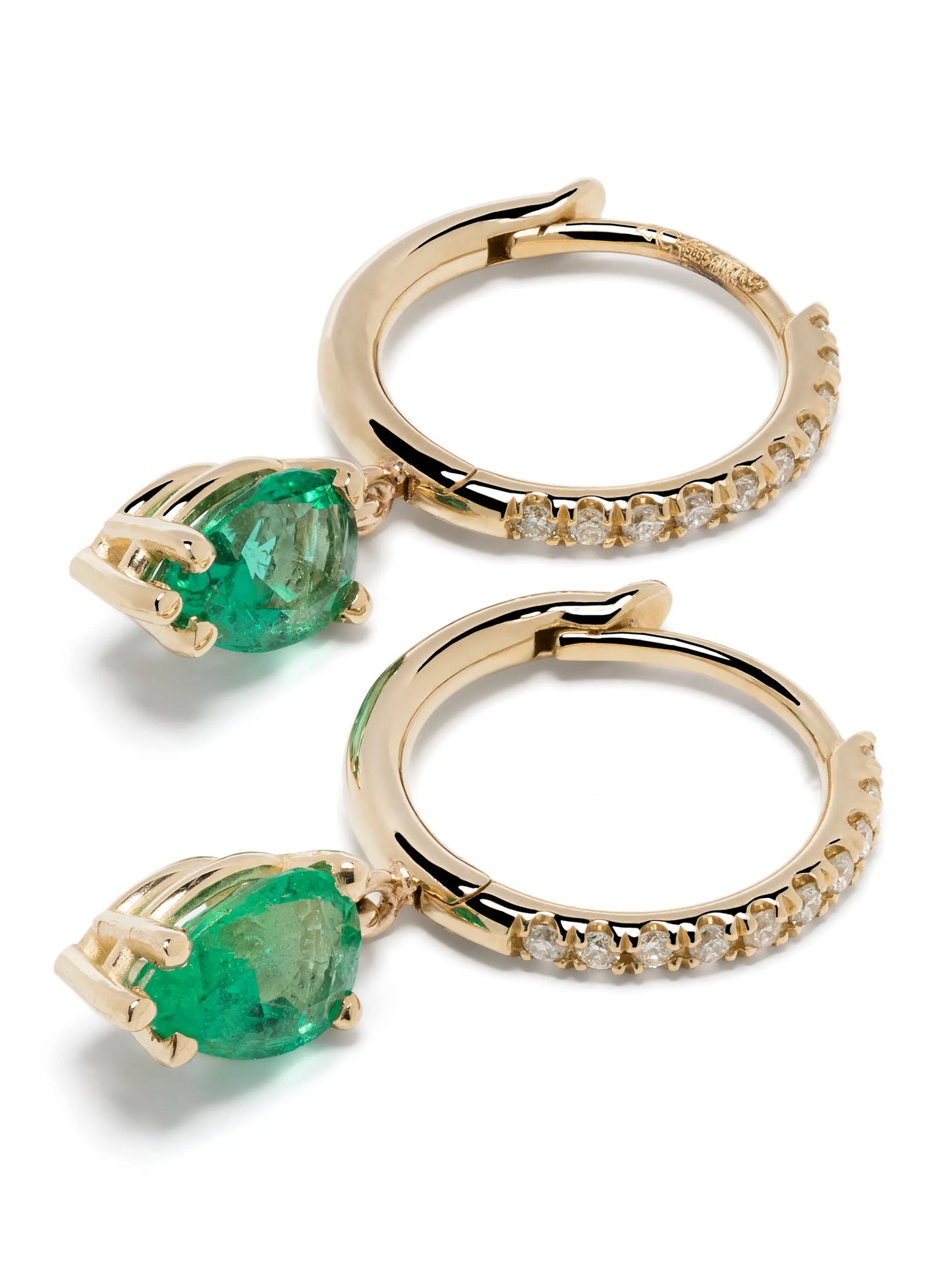 14kt yellow gold diamond hoop earrings