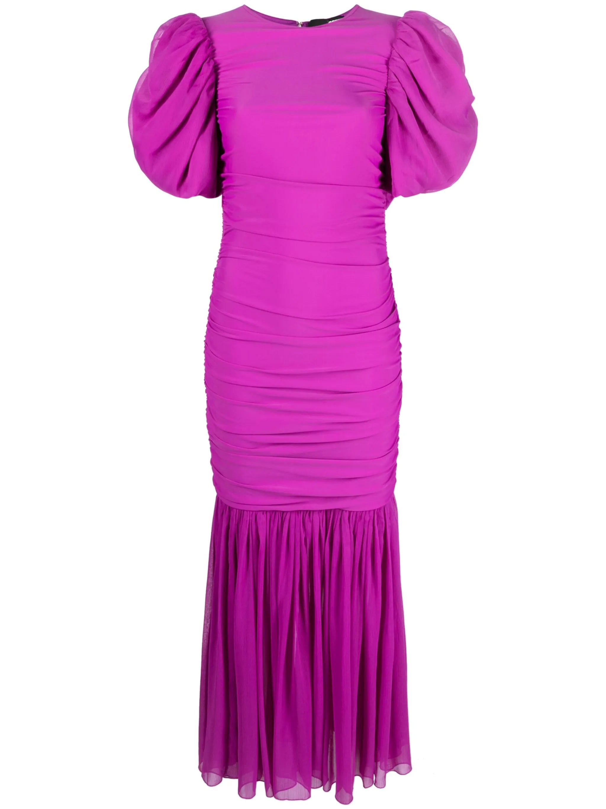 puff-sleeve fishtail gown