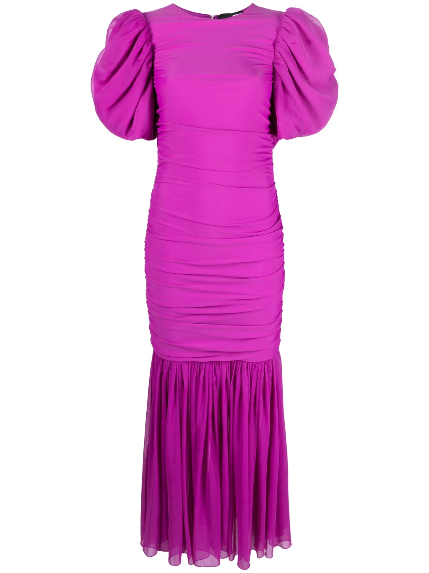 puff-sleeve fishtail gown