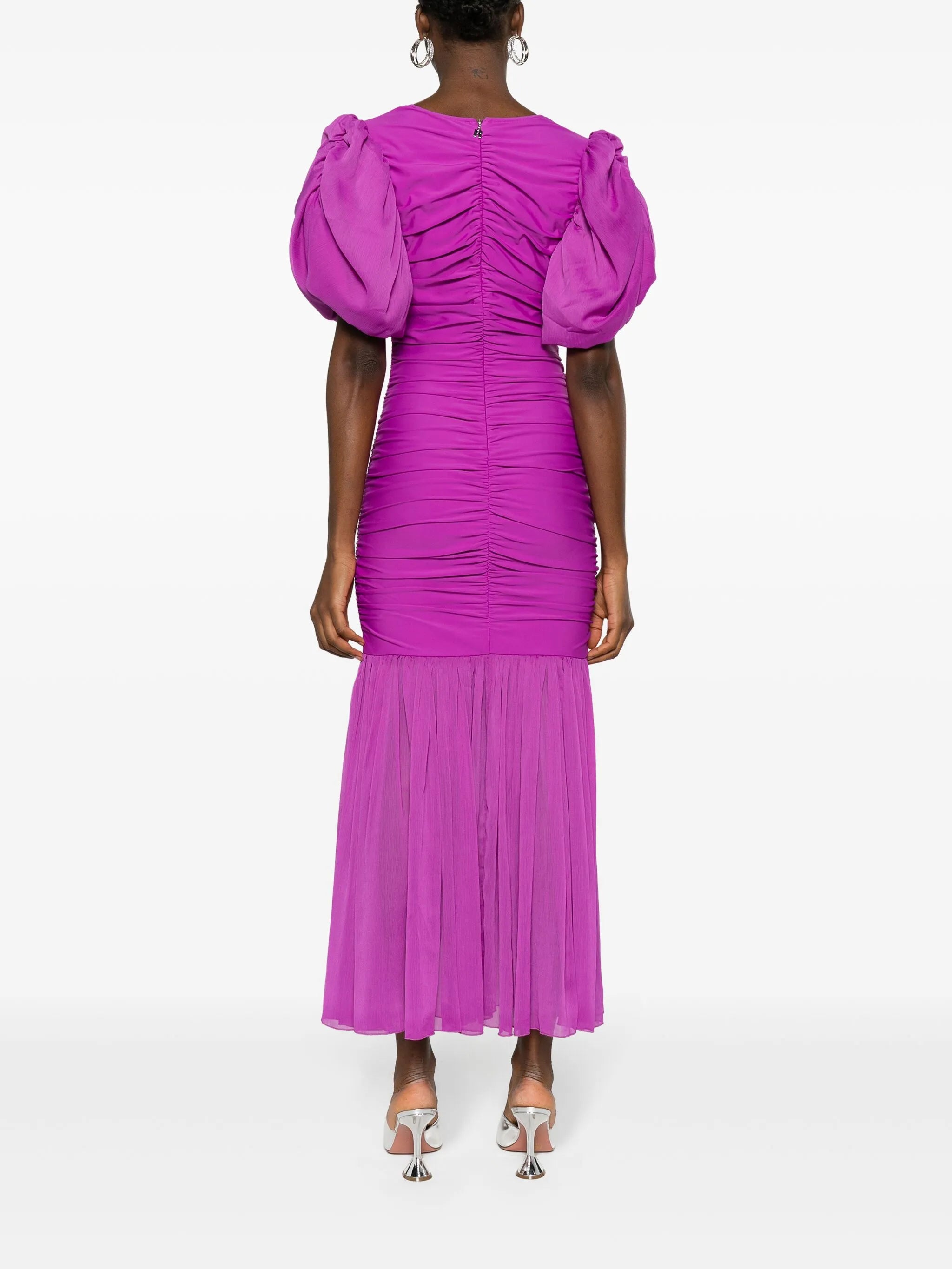 puff-sleeve fishtail gown