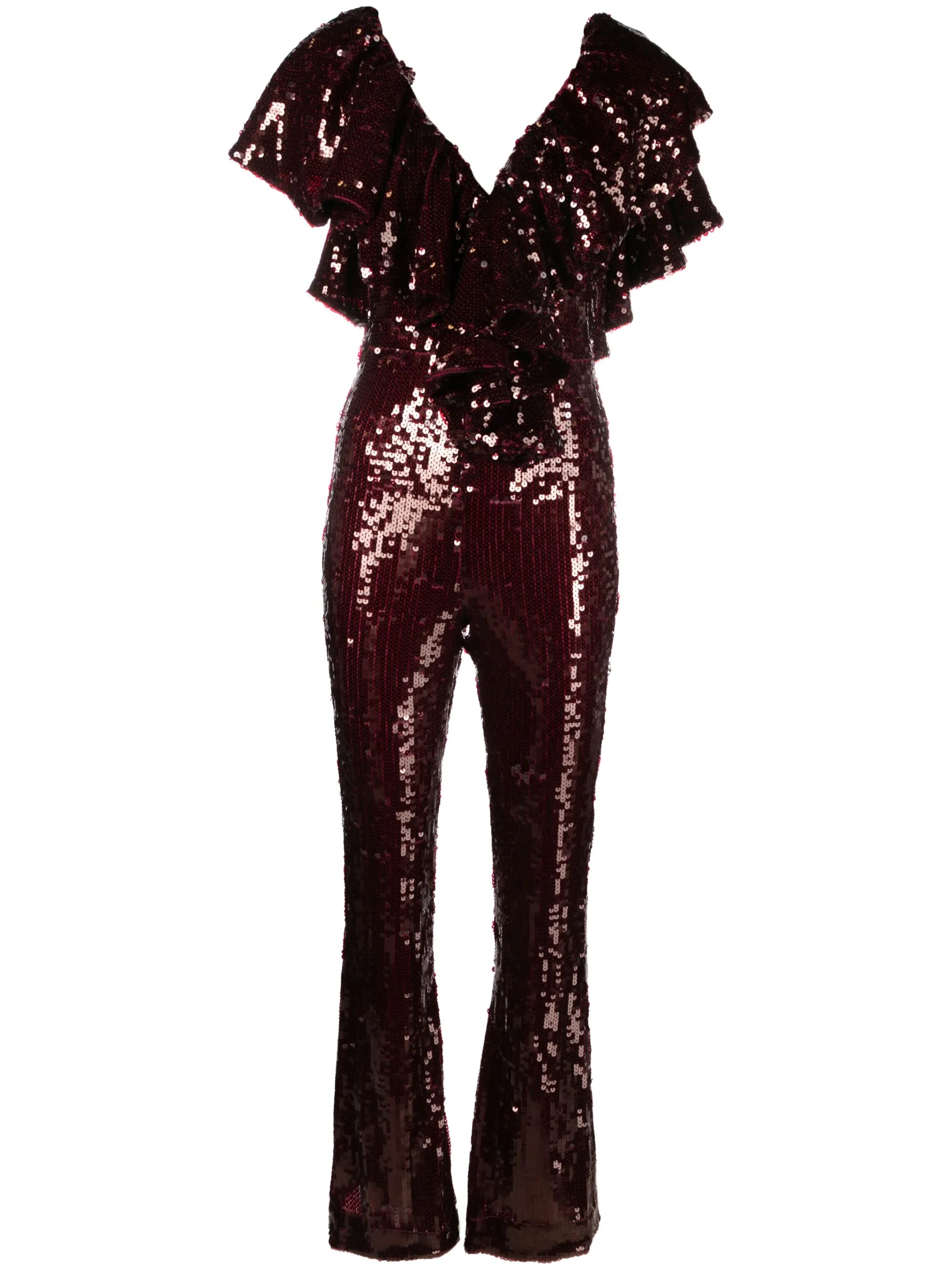 ruffled-detailing sequined jumpsuit