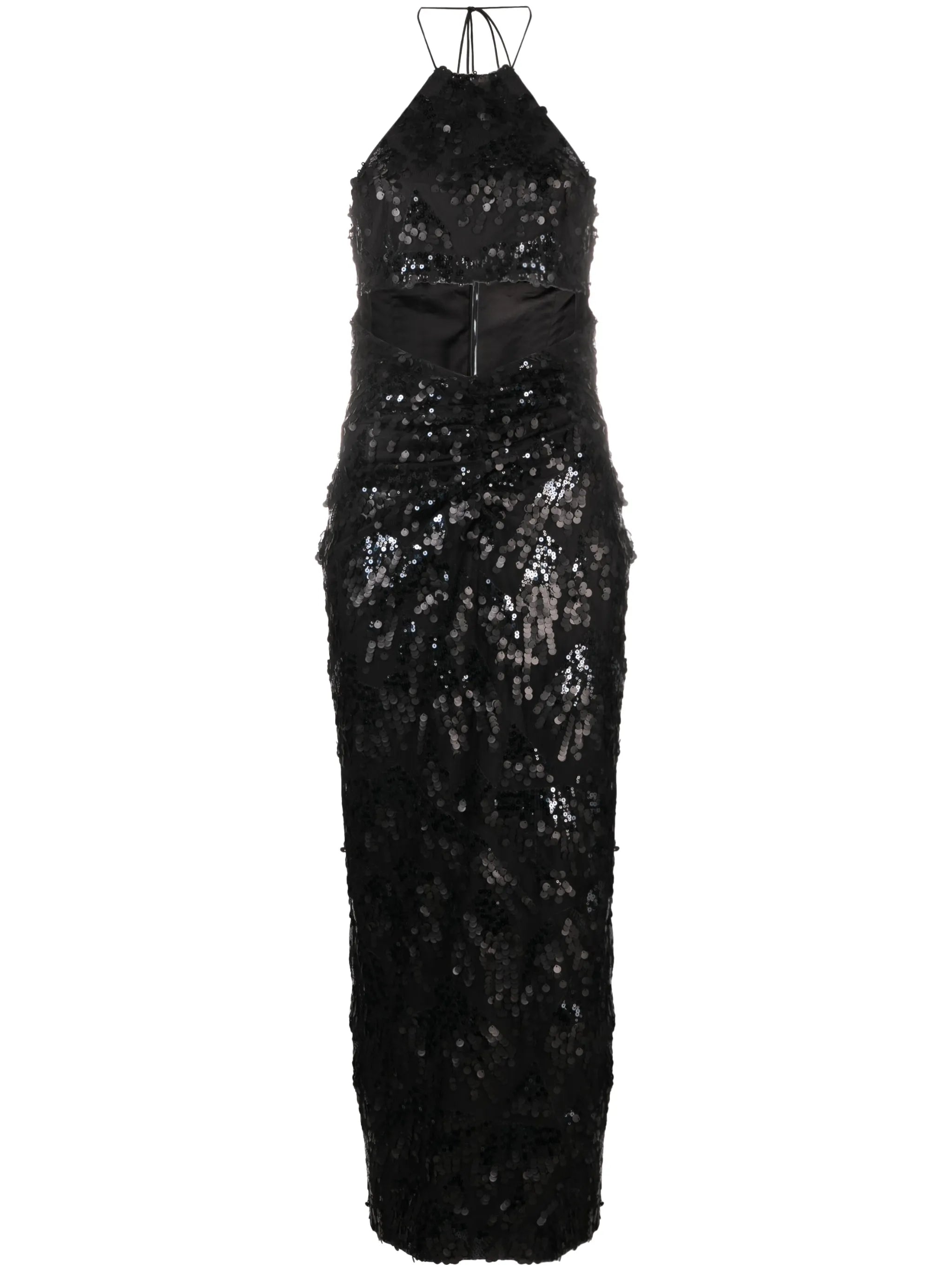 sequinned halterneck midi dress