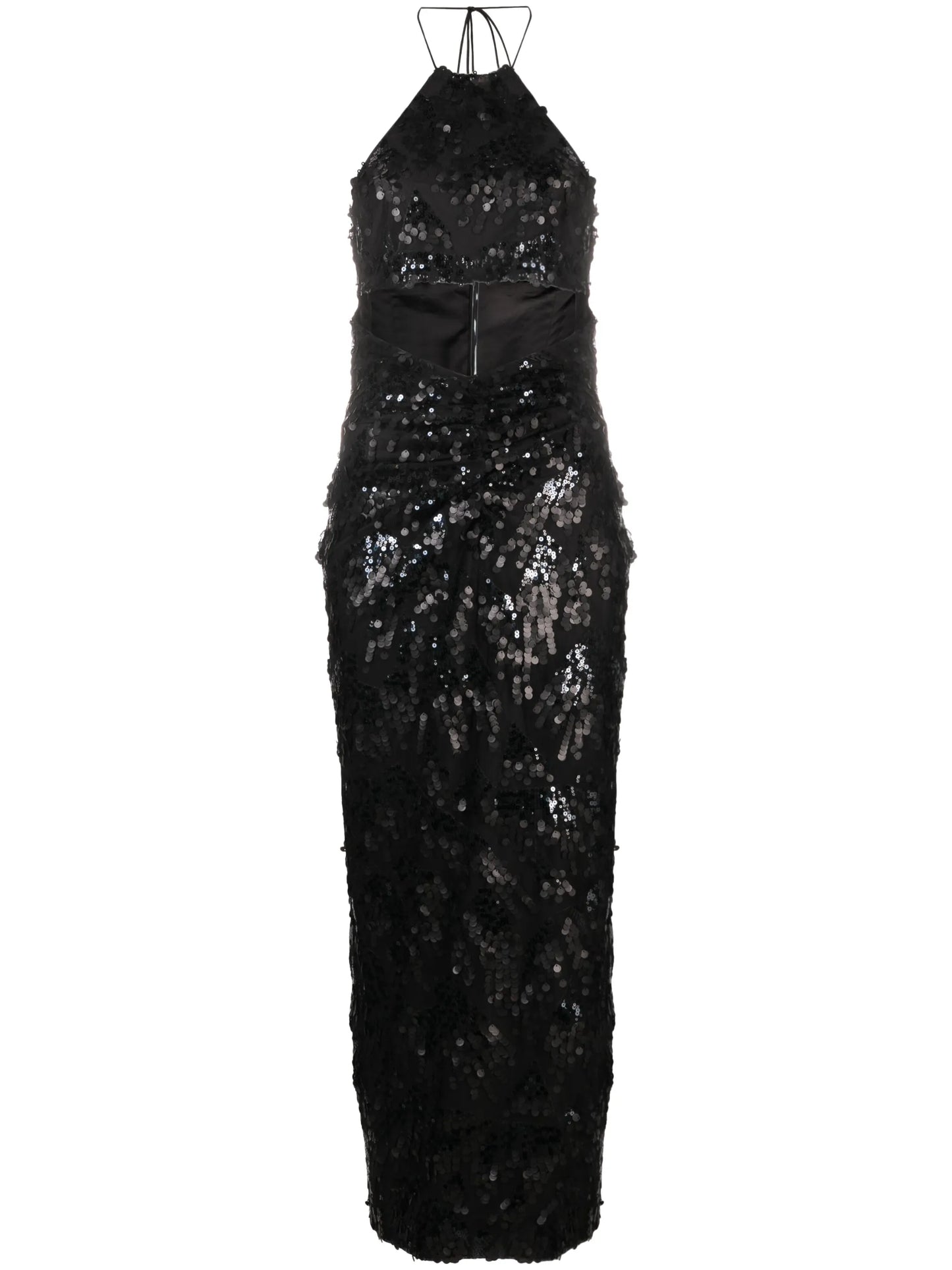 sequinned halterneck midi dress