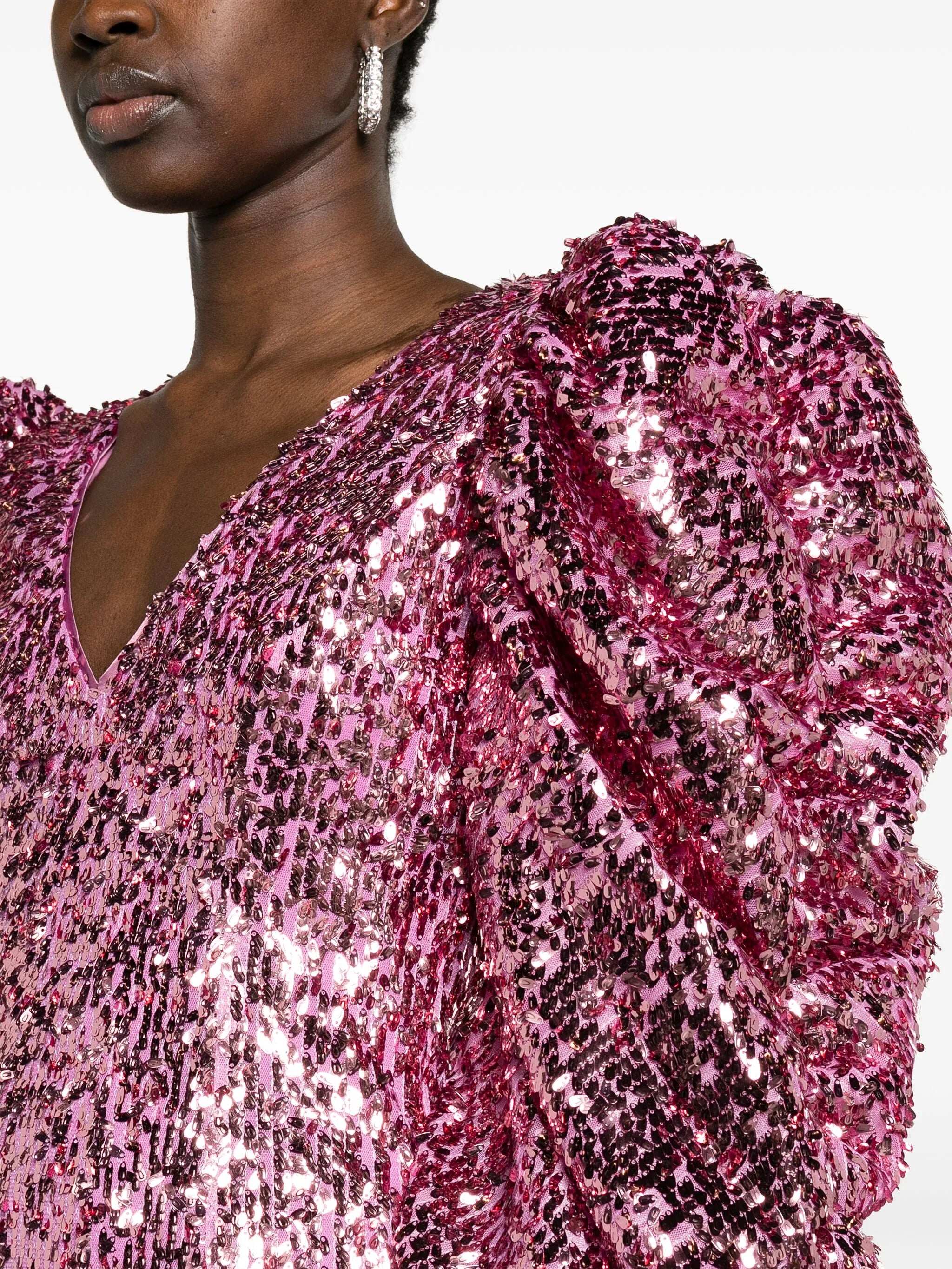 Juliet-sleeves sequined minidress
