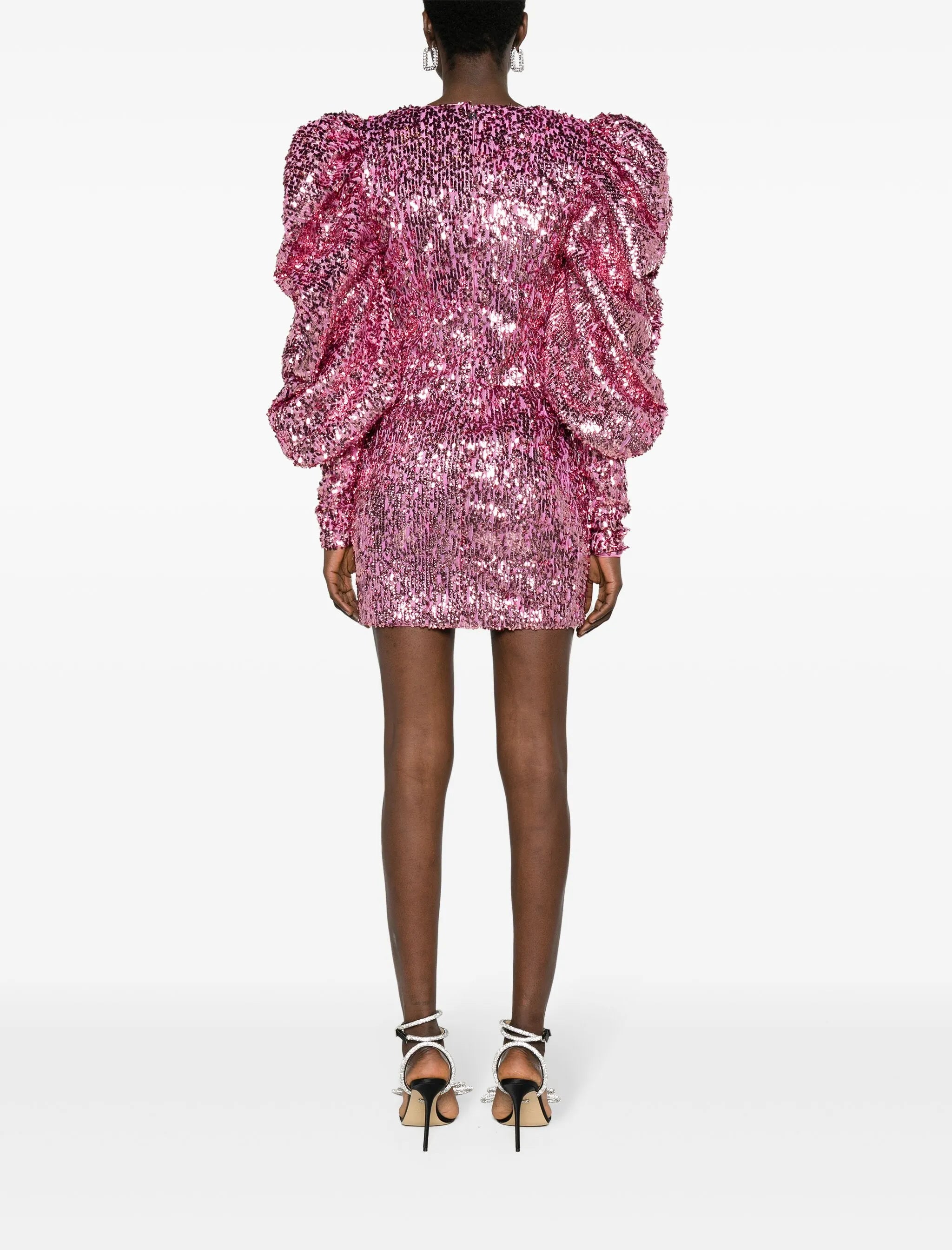 Juliet-sleeves sequined minidress