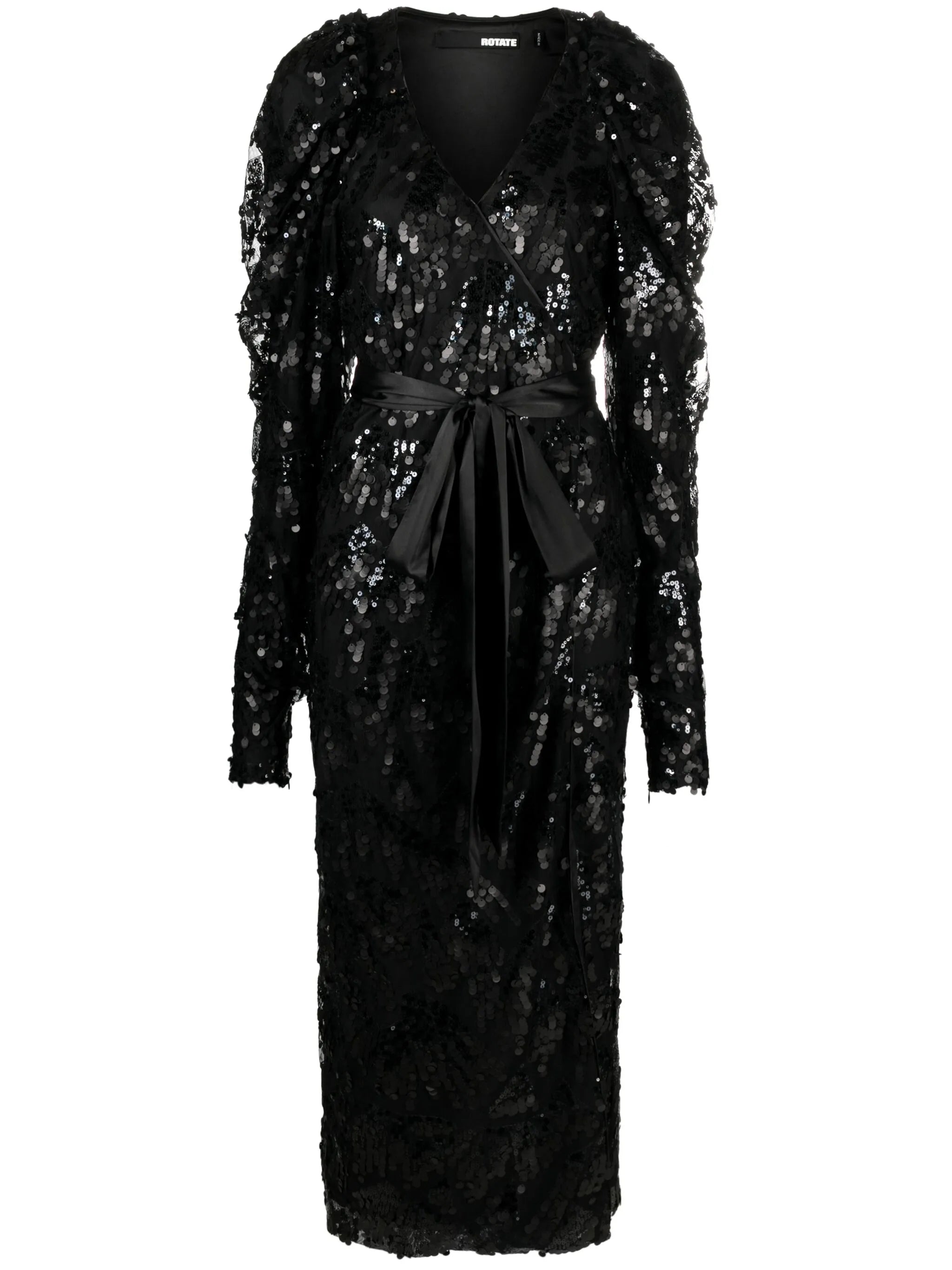 sequined wrap midi dress