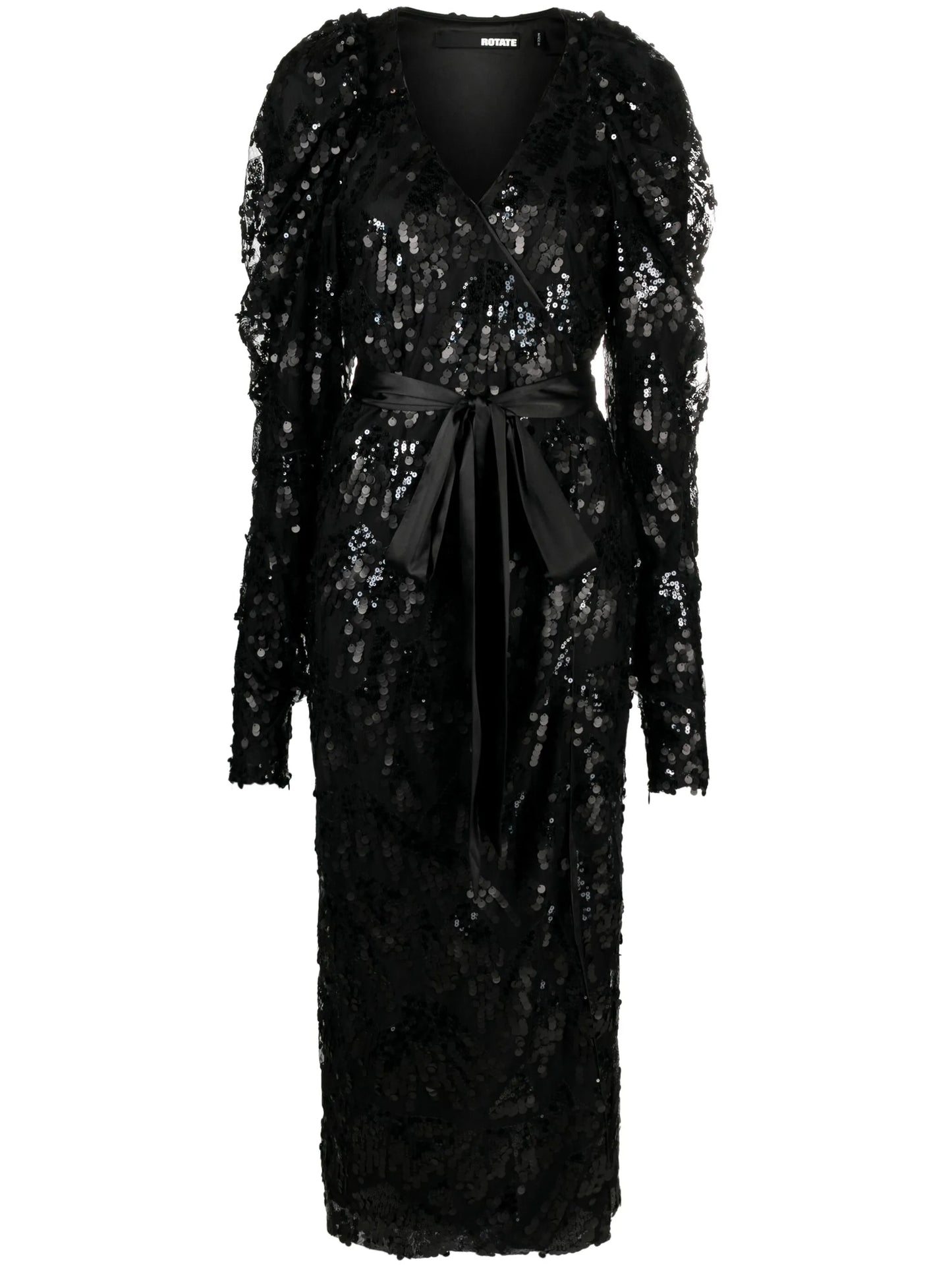 sequined wrap midi dress