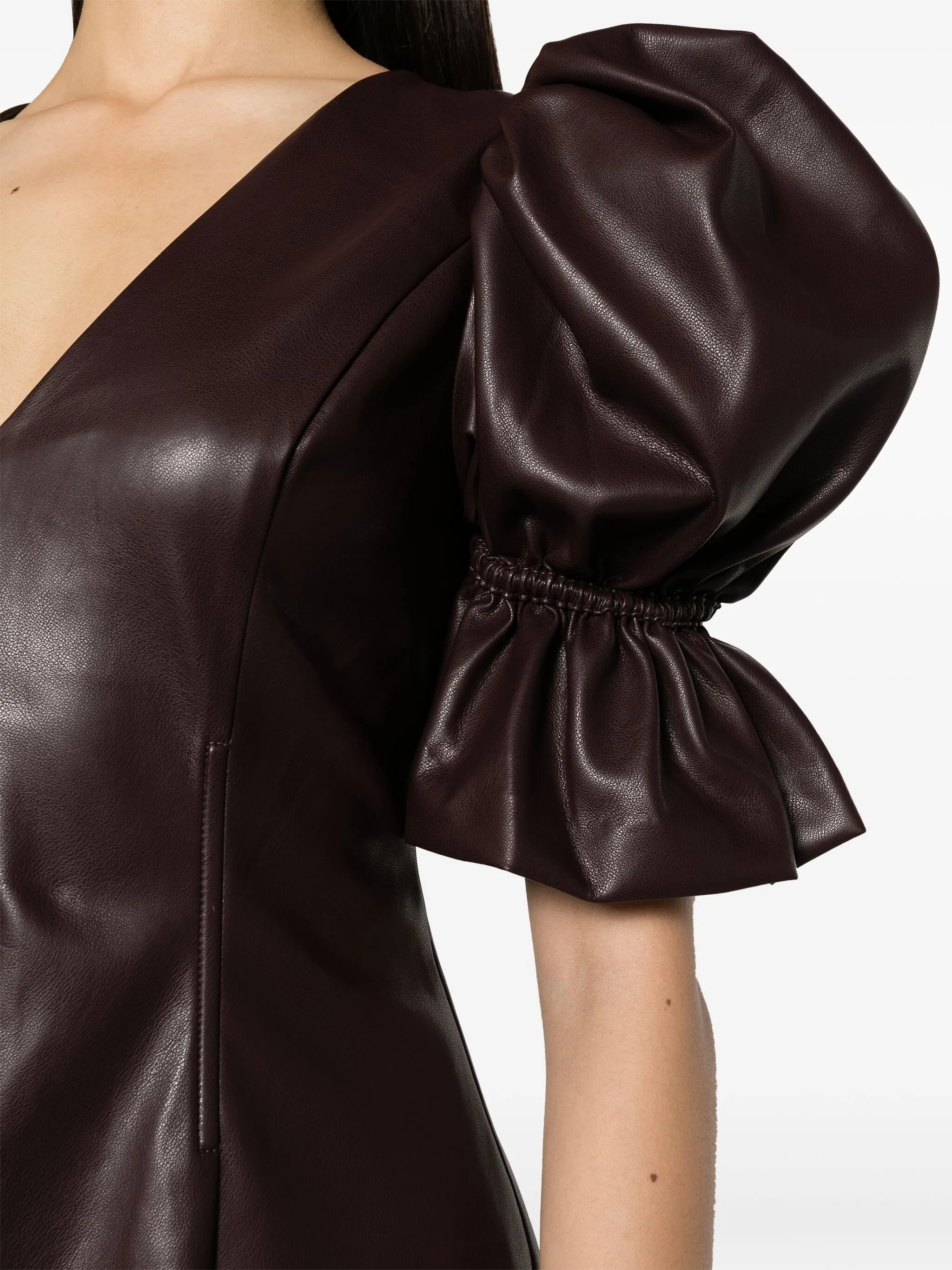 puff-sleeve flared minidress