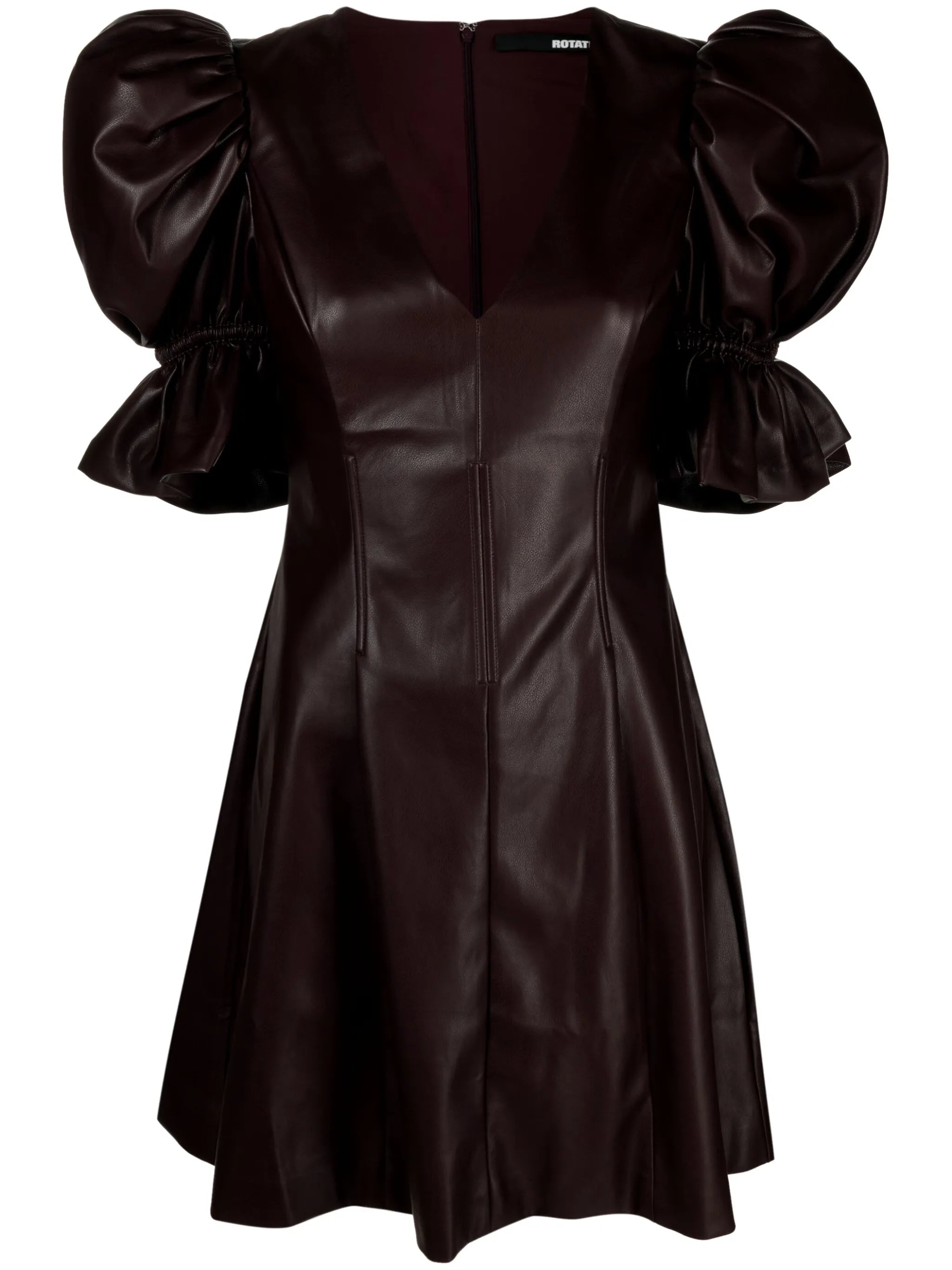 puff-sleeve flared minidress