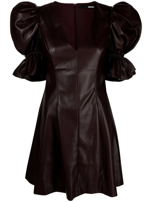 puff-sleeve flared minidress