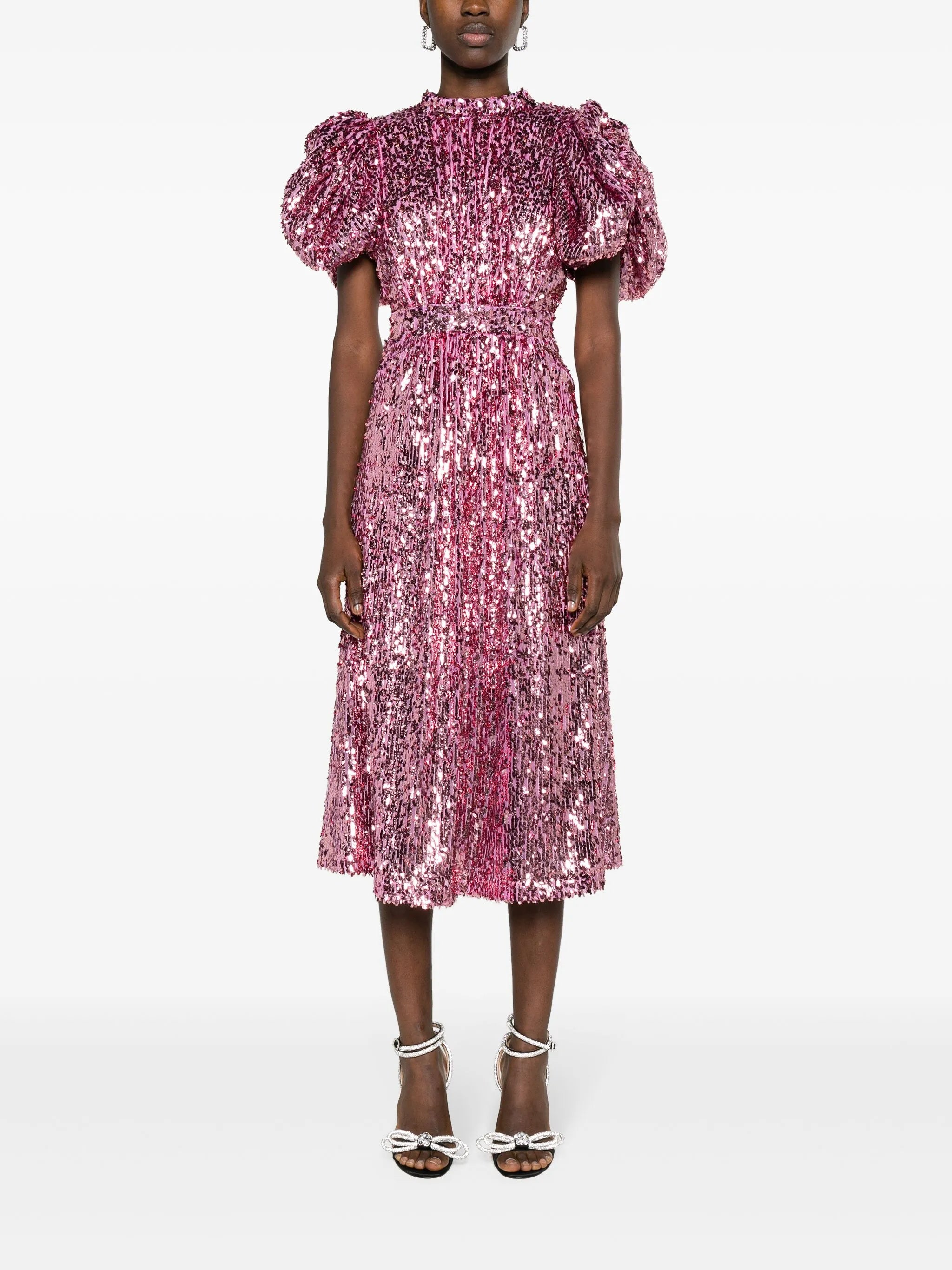 sequinned open-back midi dress