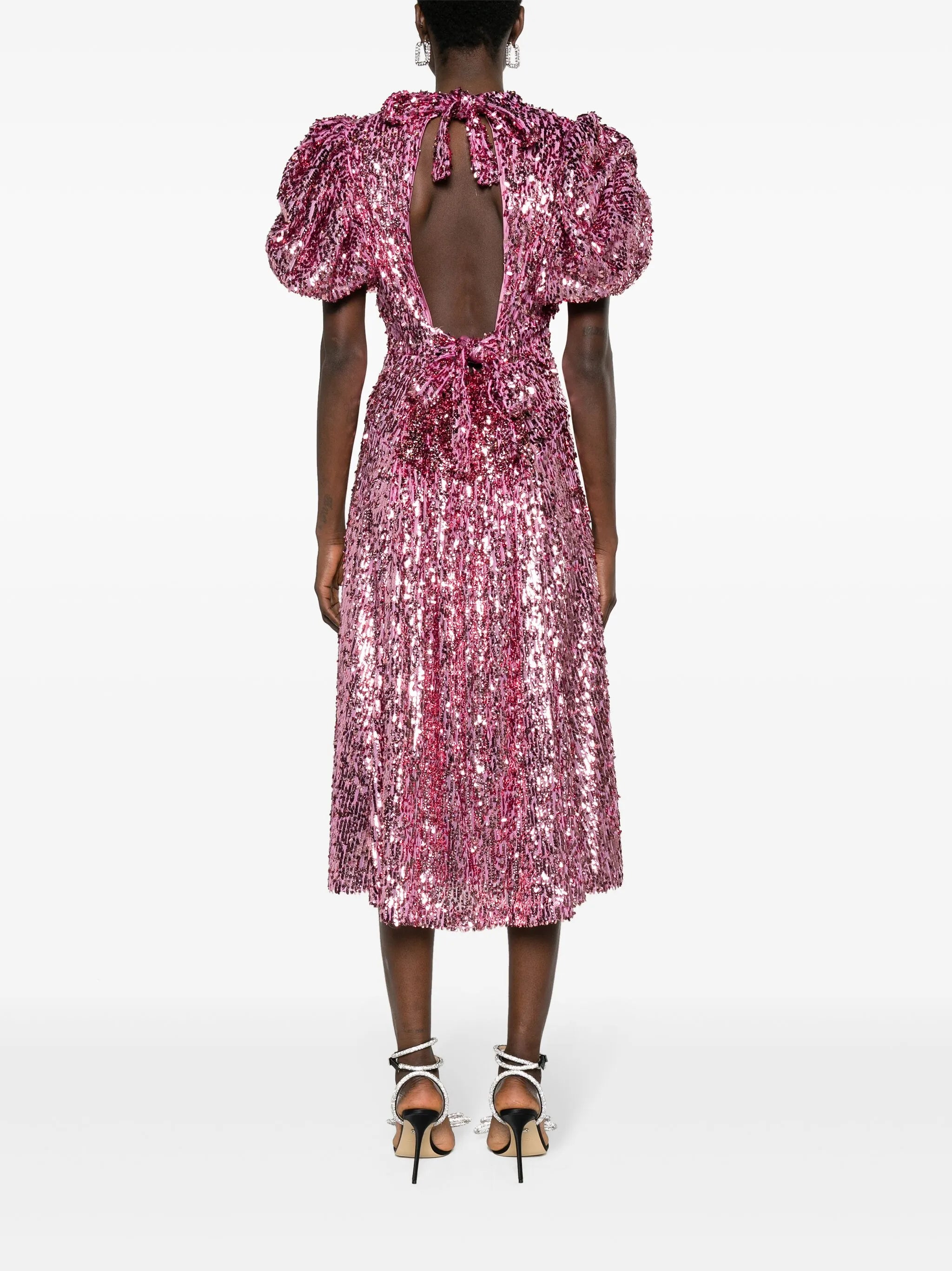 sequinned open-back midi dress