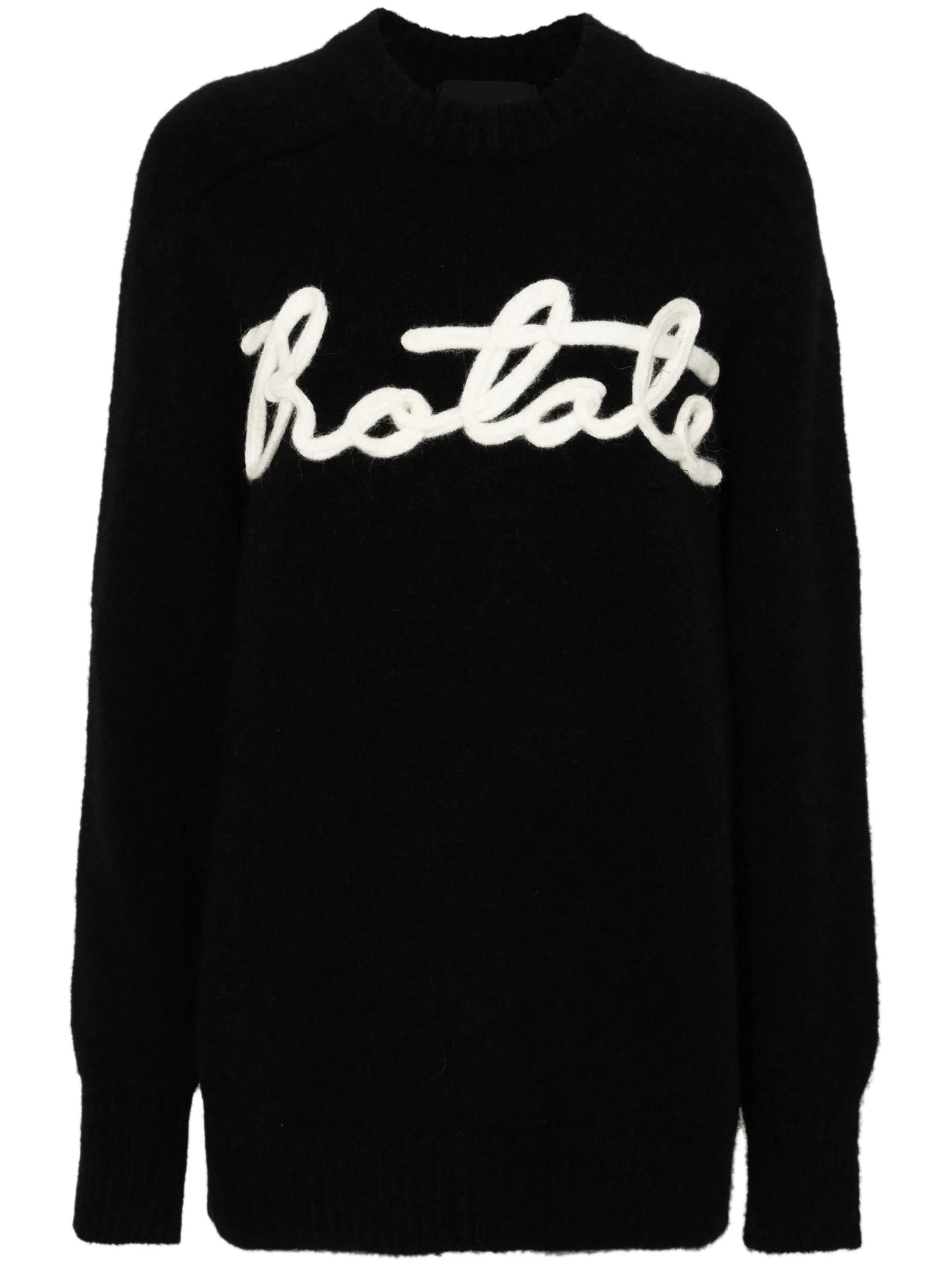 logo-appliqué brushed-knit jumper