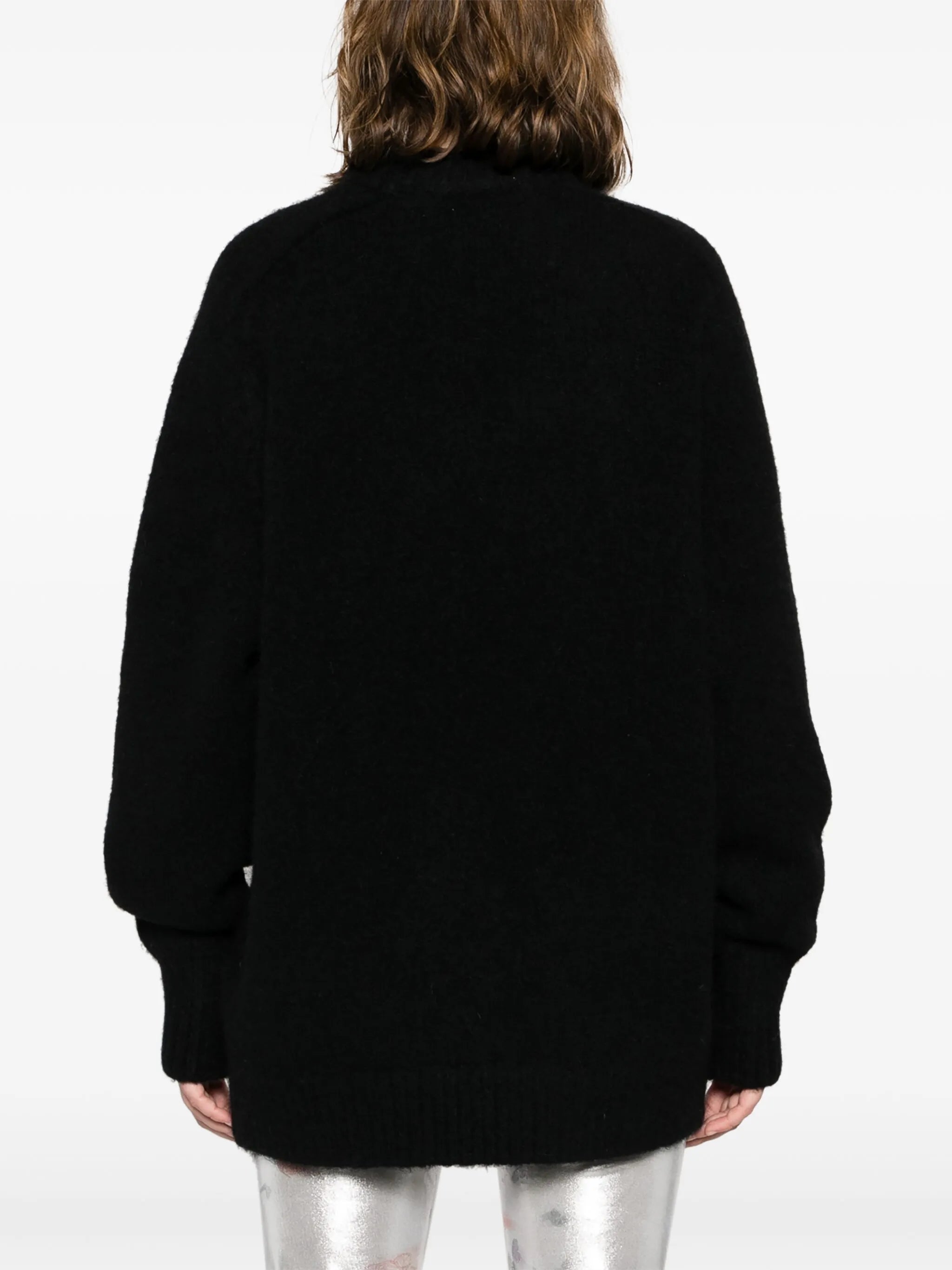 logo-appliqué brushed-knit jumper