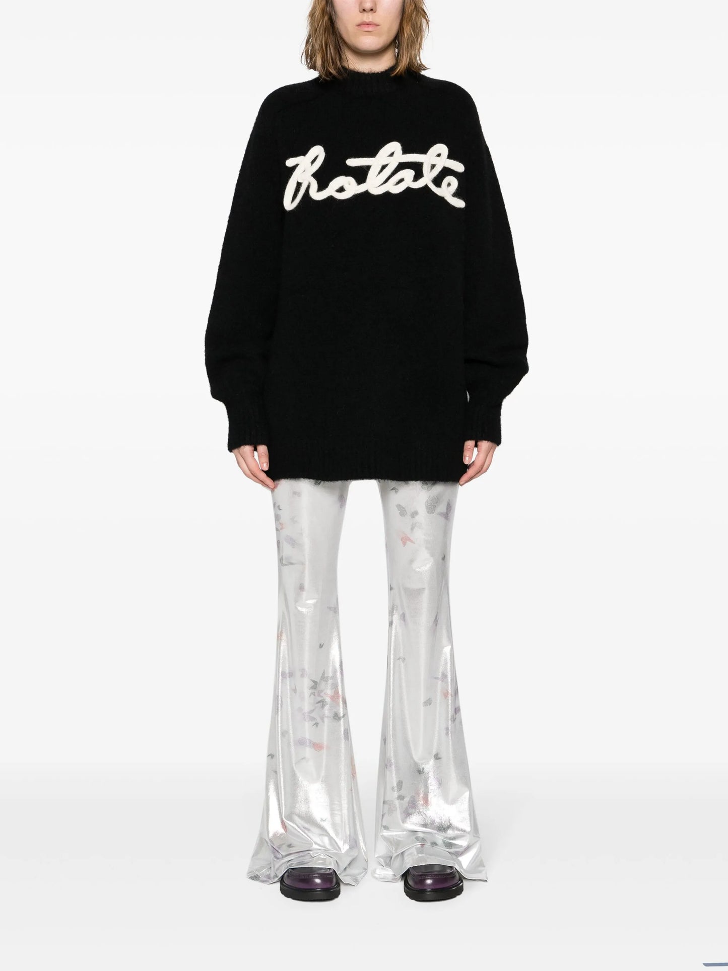 logo-appliqué brushed-knit jumper