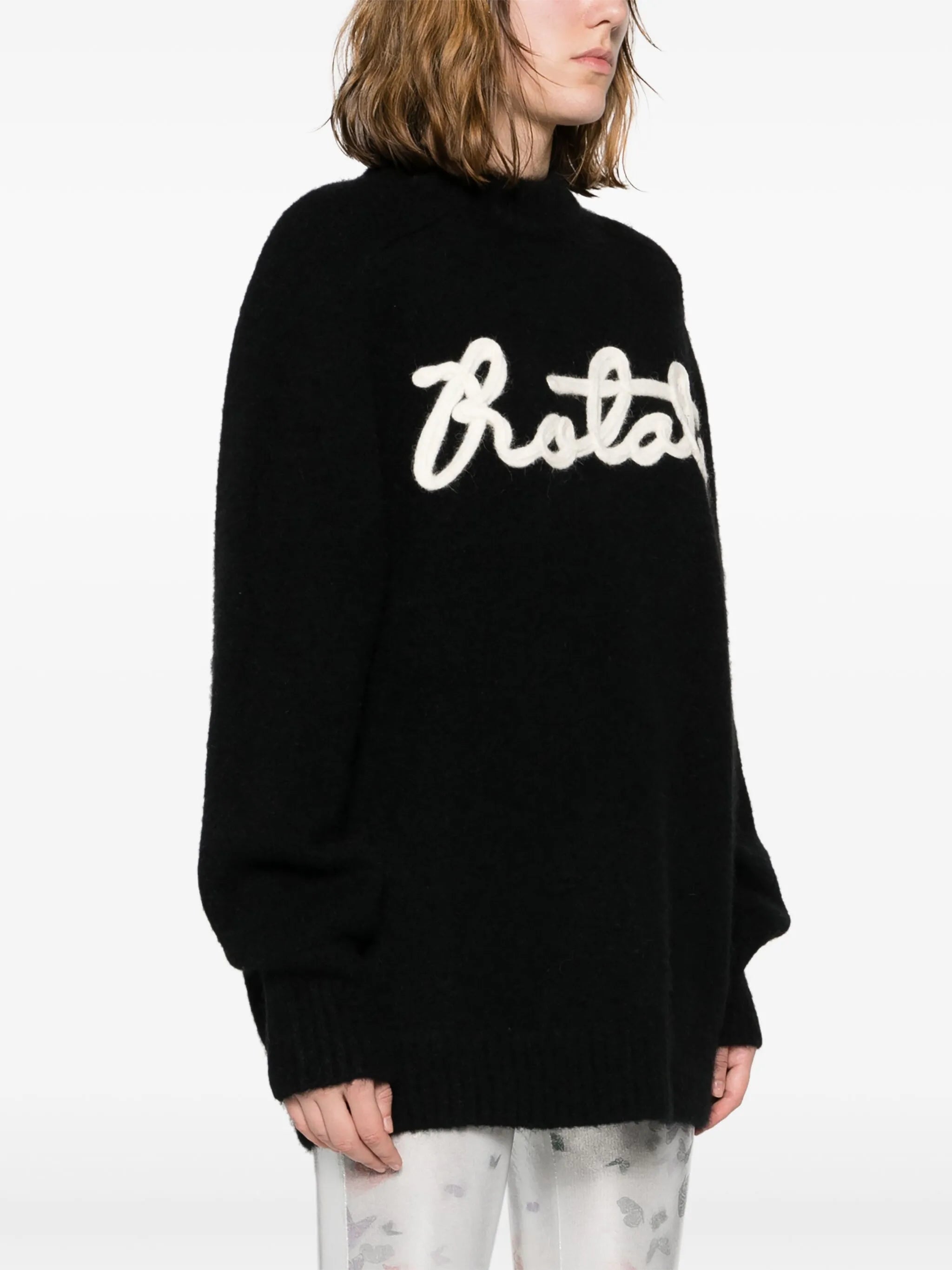 logo-appliqué brushed-knit jumper