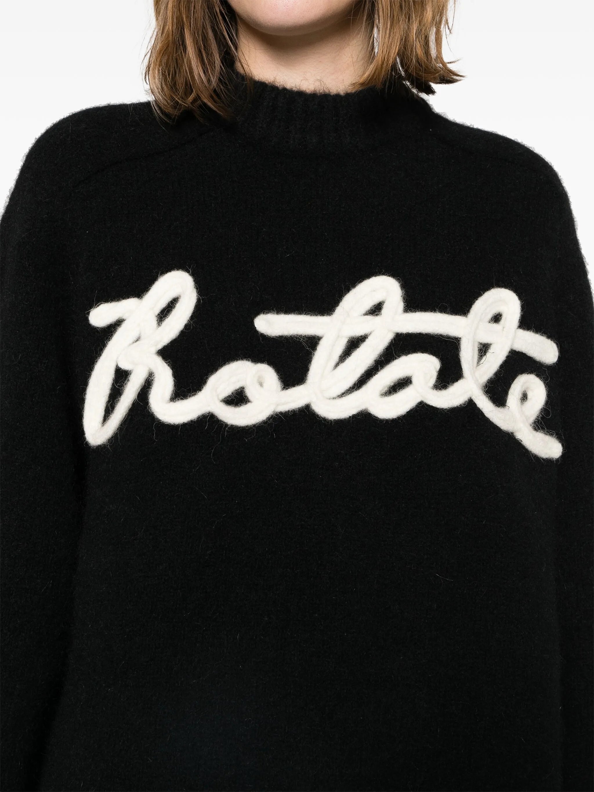 logo-appliqué brushed-knit jumper