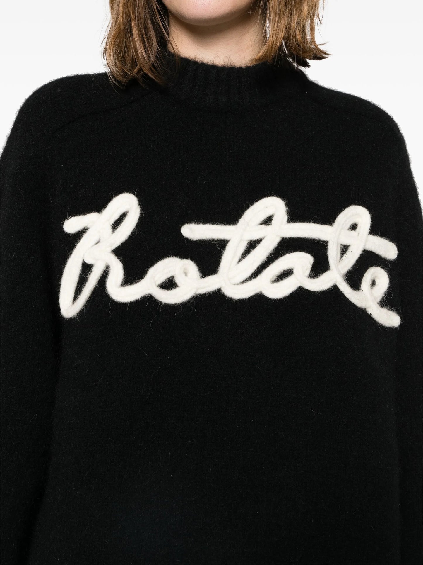 logo-appliqué brushed-knit jumper