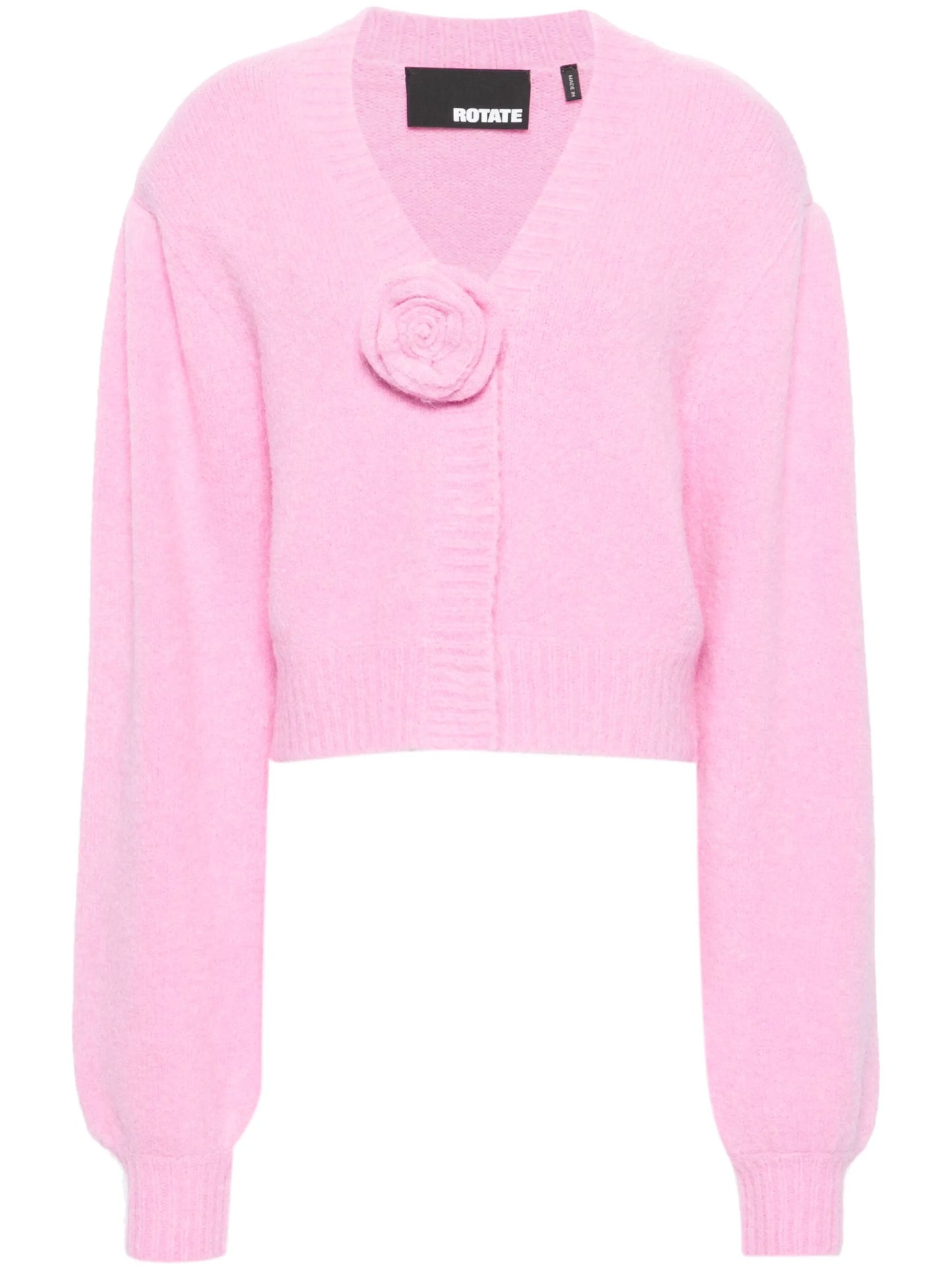 floral-appliqué brushed-knit cardigan
