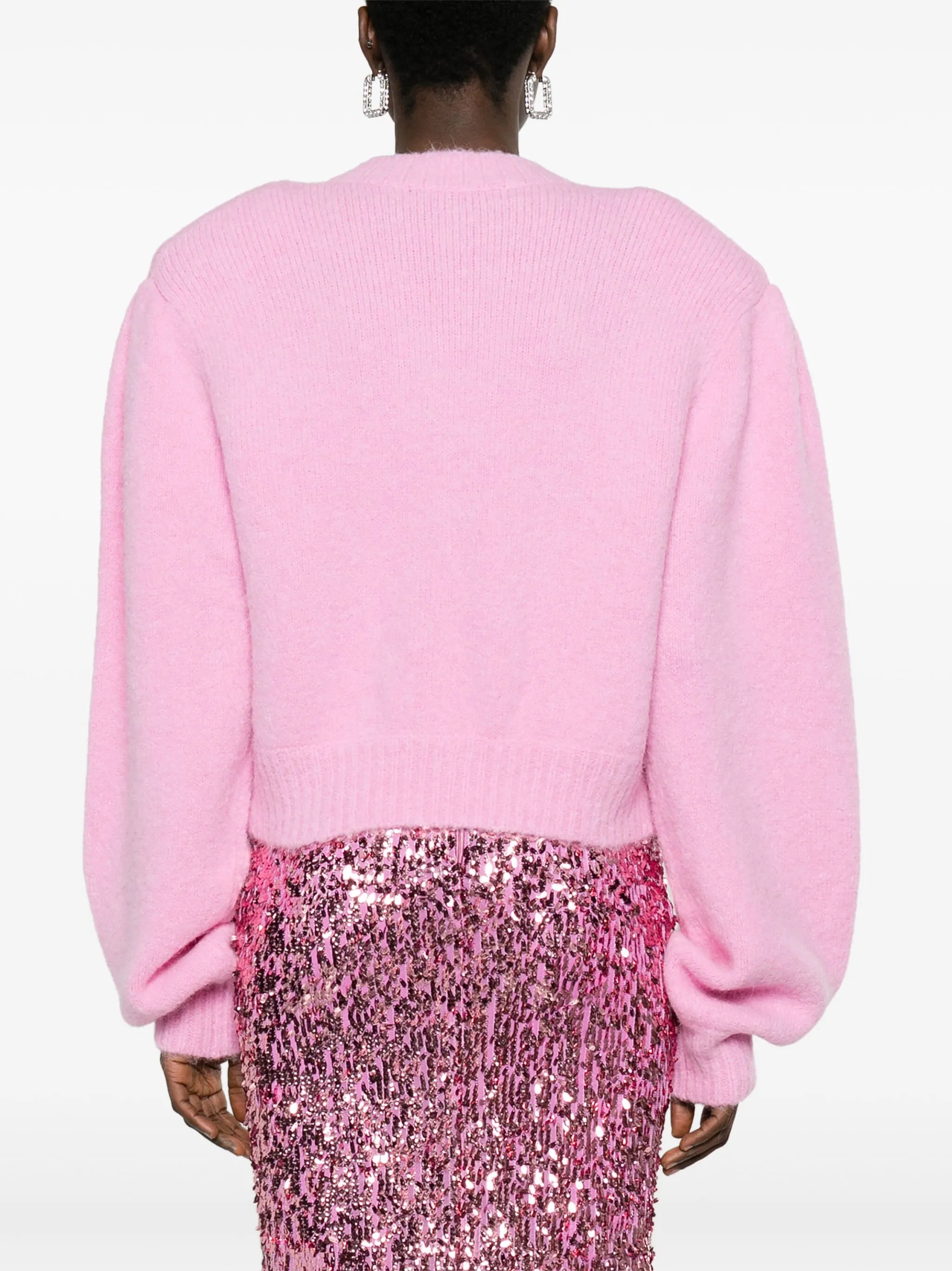 floral-appliqué brushed-knit cardigan