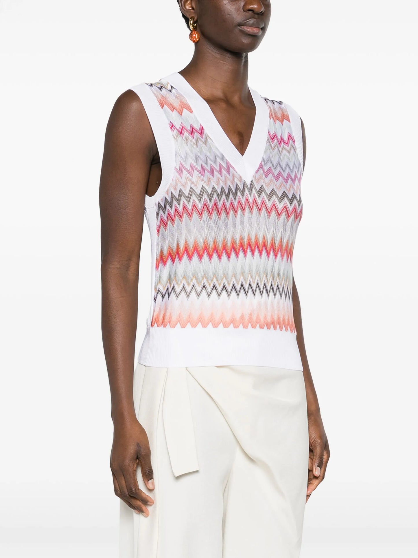 zigzag crochet-knit sweater vest