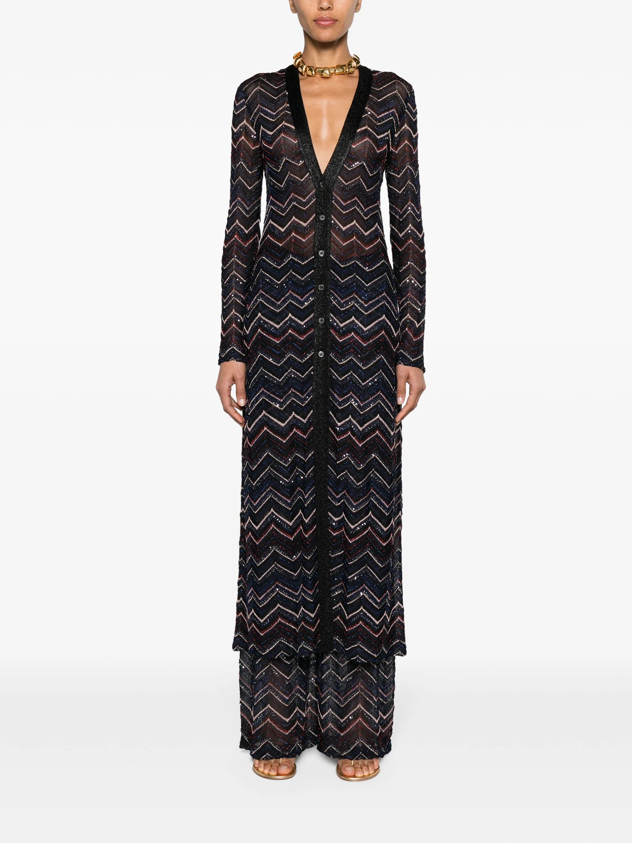 zigzag maxi cardi-coat