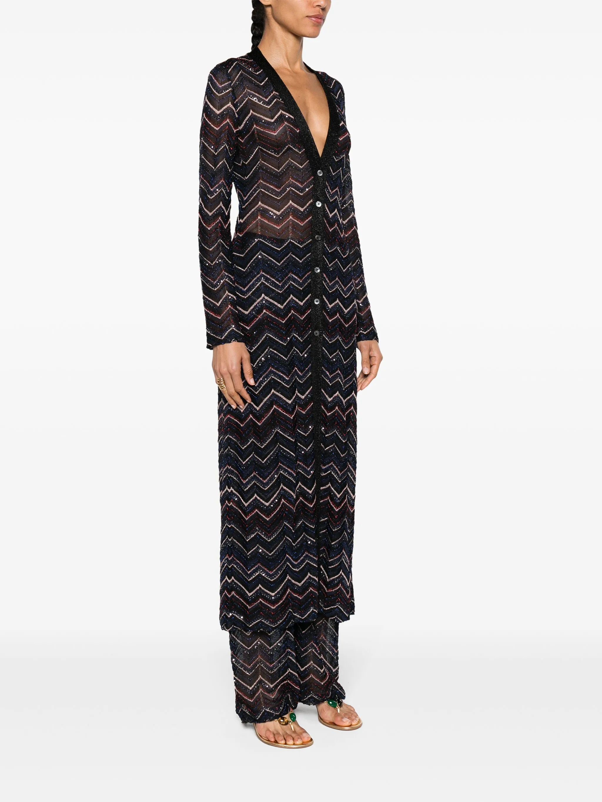 zigzag maxi cardi-coat
