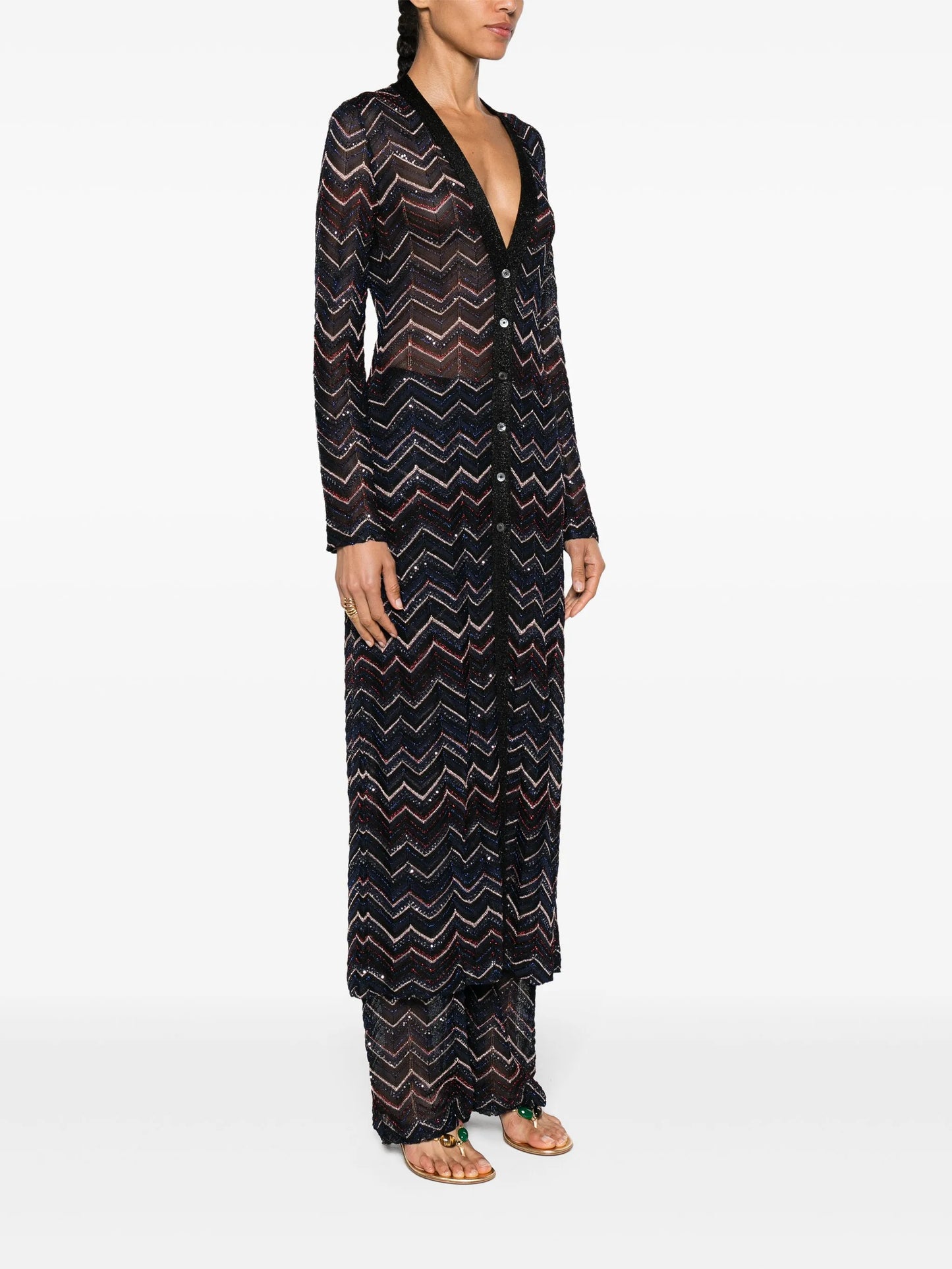 zigzag maxi cardi-coat