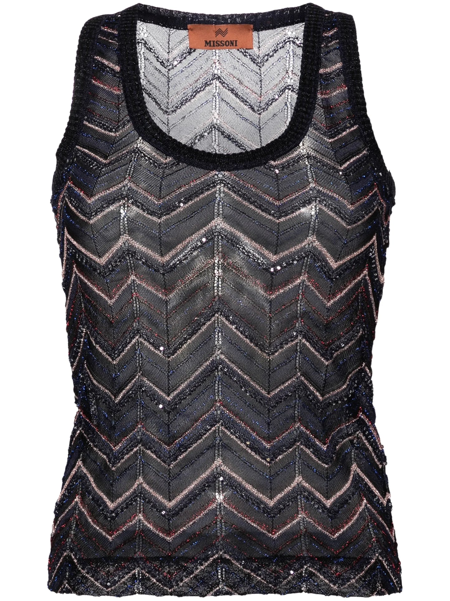sequin-detailed chevron-knit top