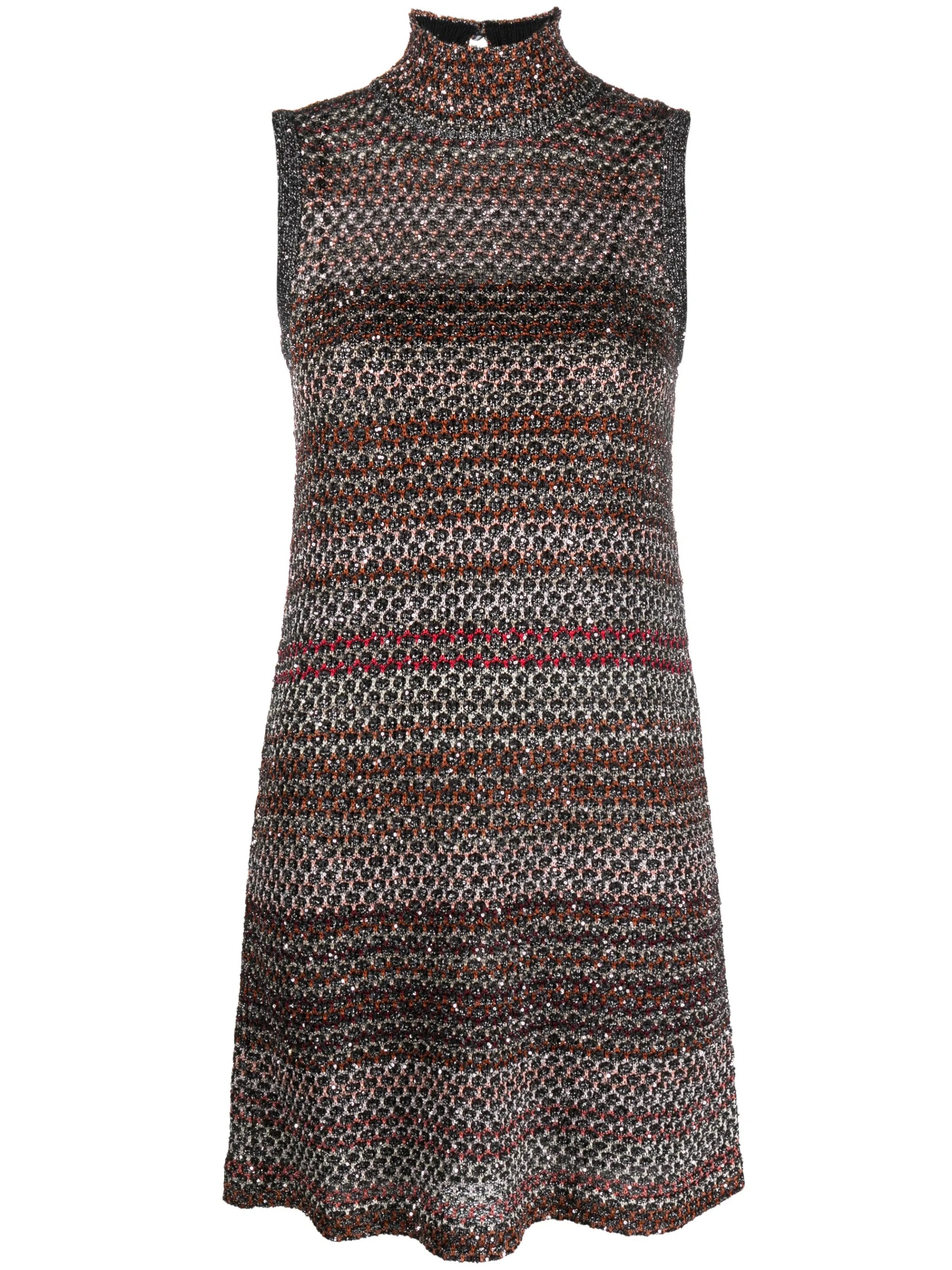 sequin-embellished crochet-knit dress