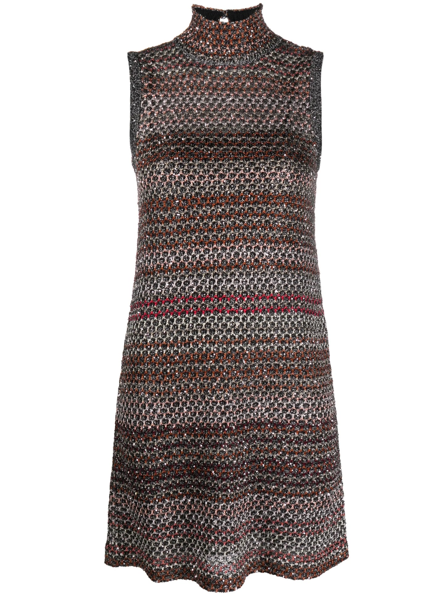 sequin-embellished crochet-knit dress