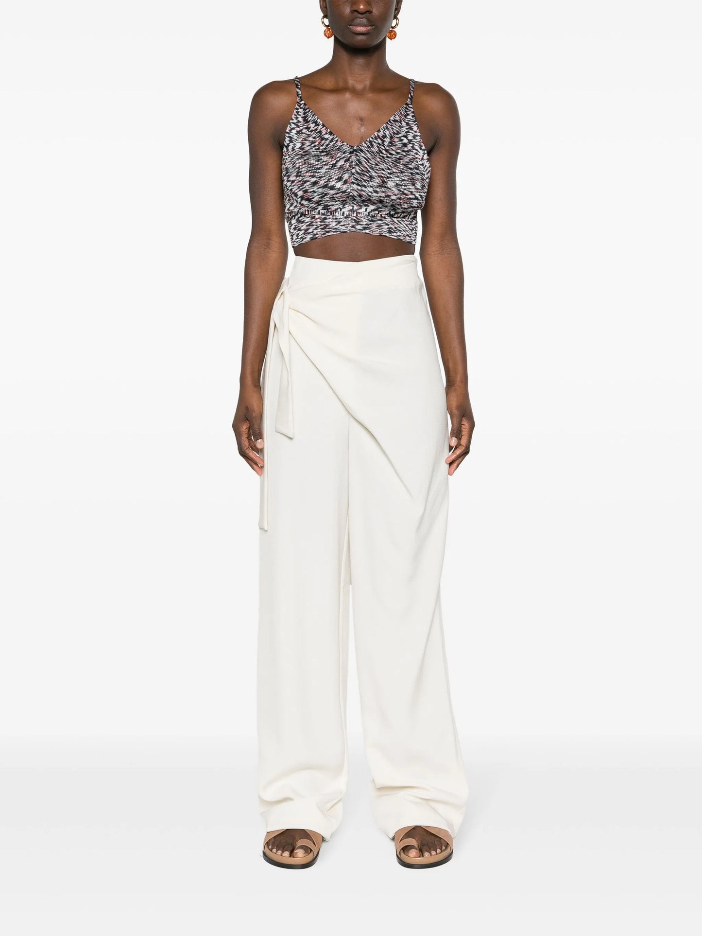 tied-around cropped top