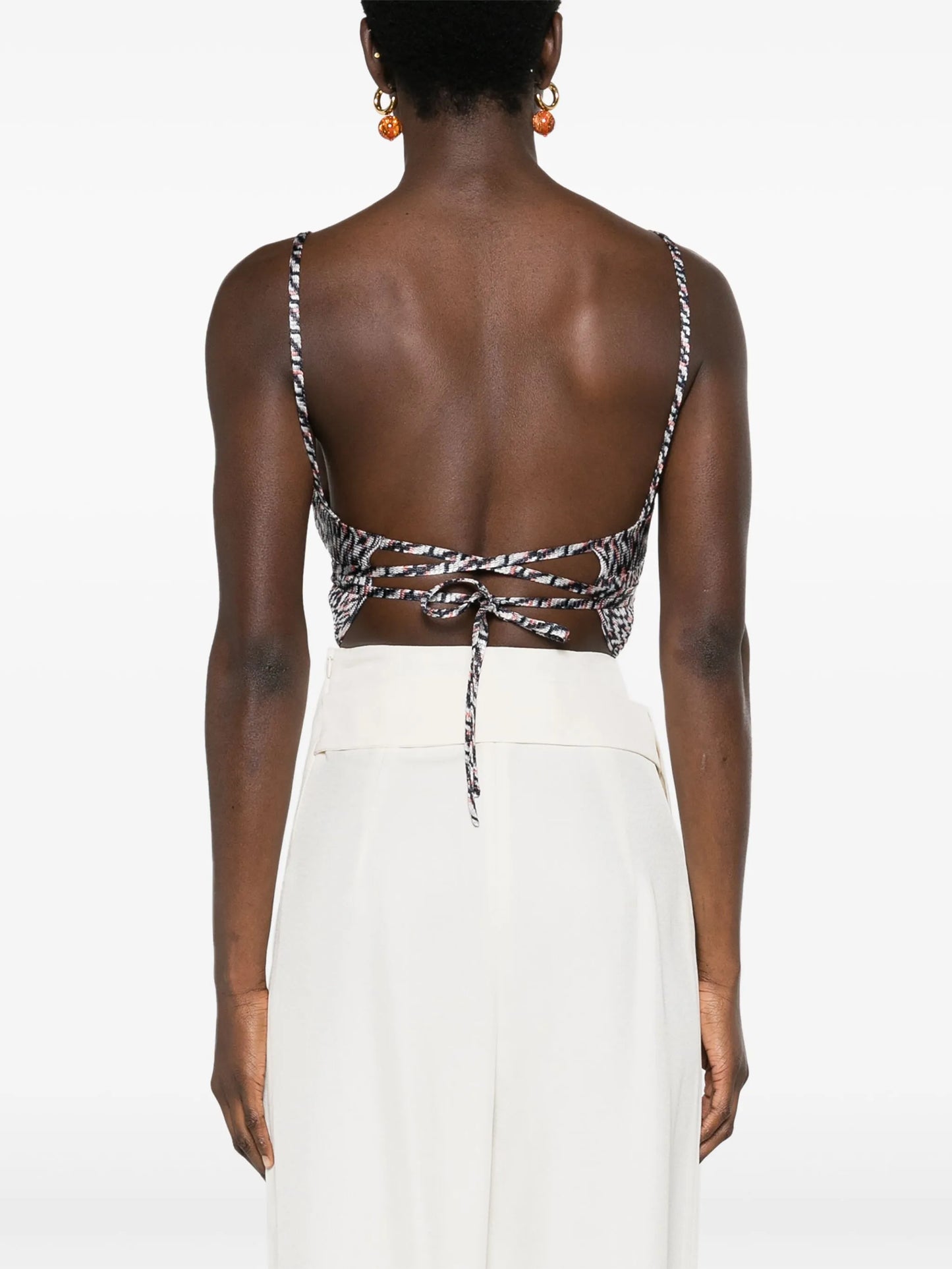 tied-around cropped top