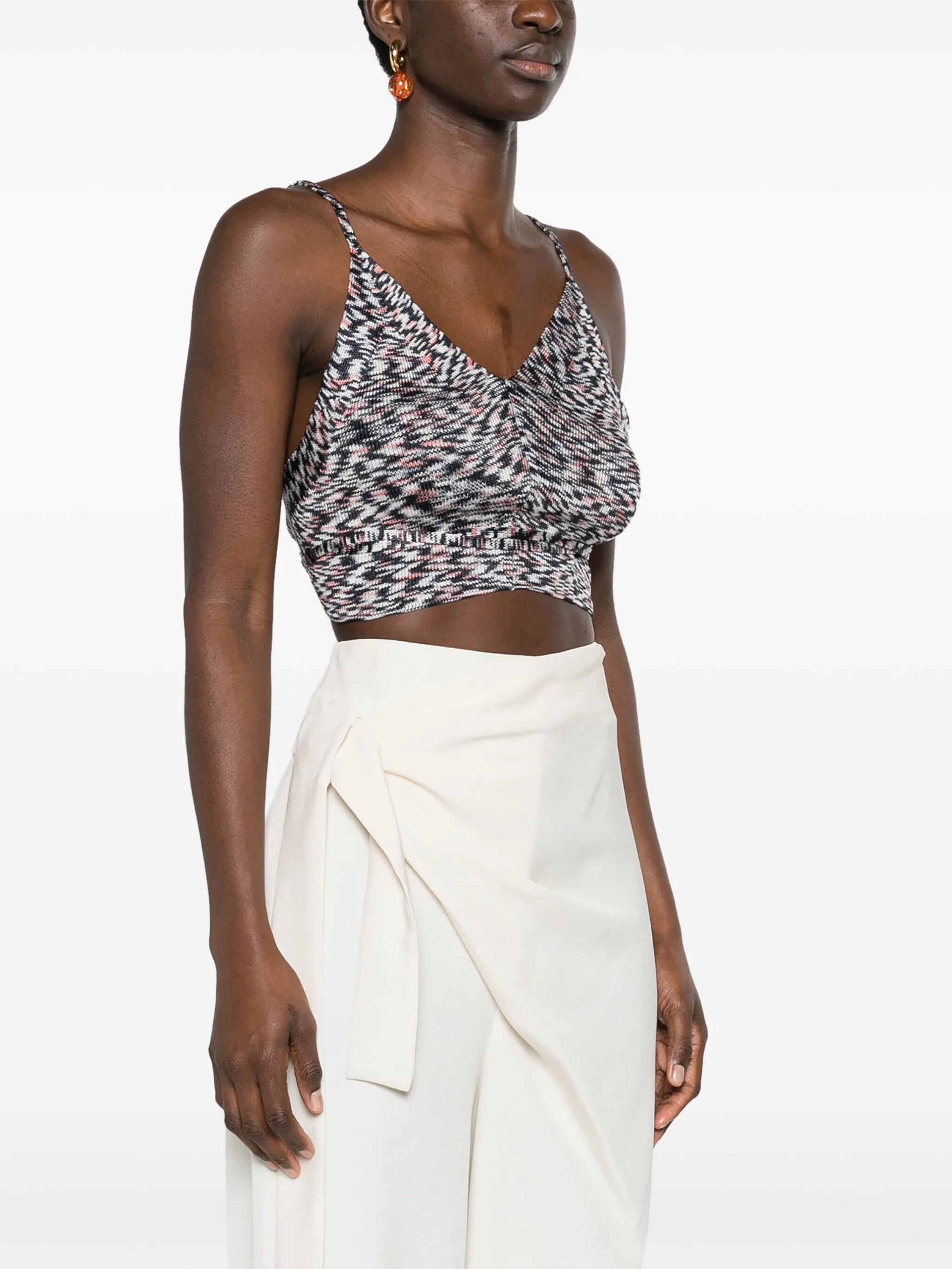 tied-around cropped top