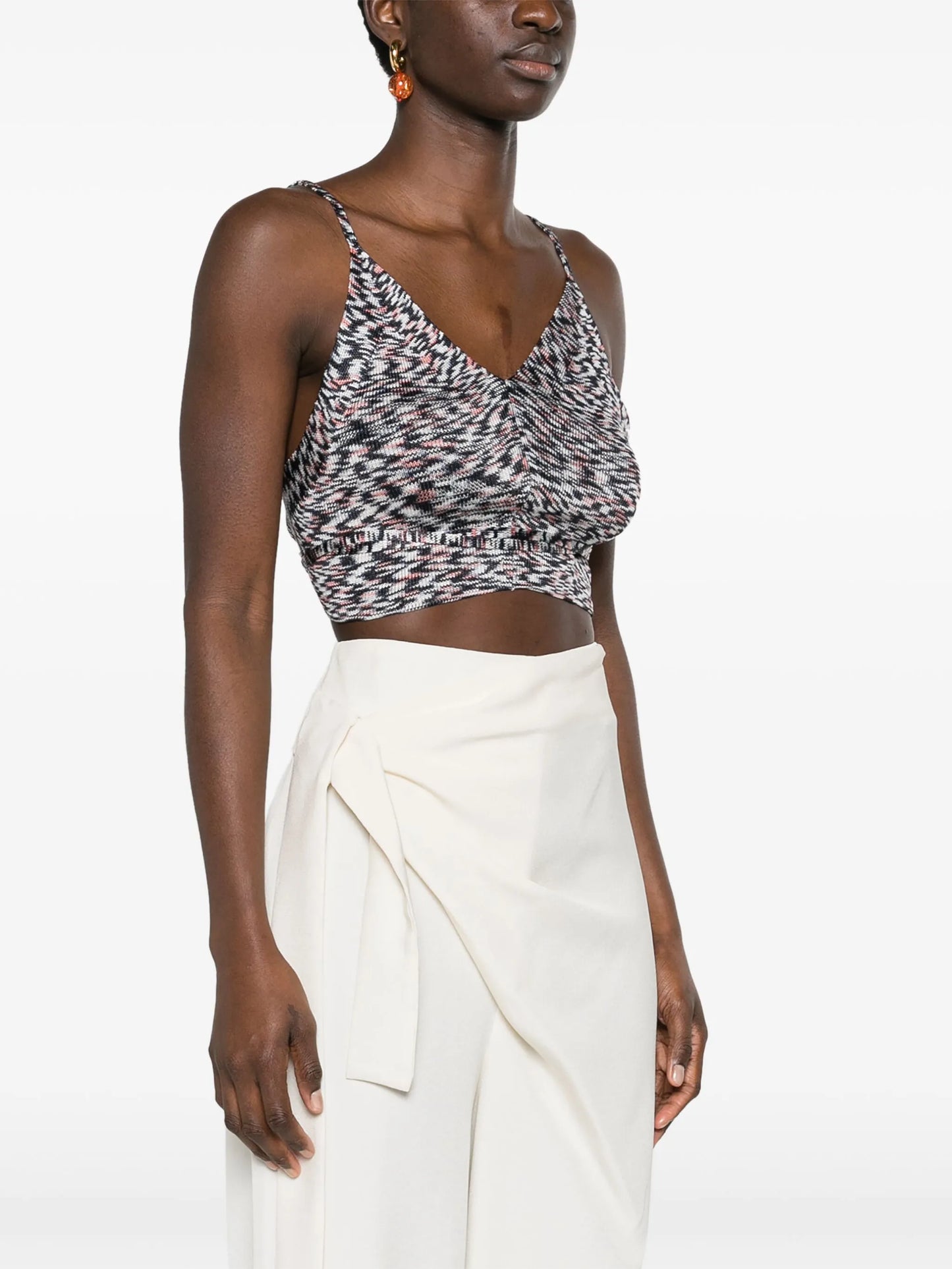 tied-around cropped top