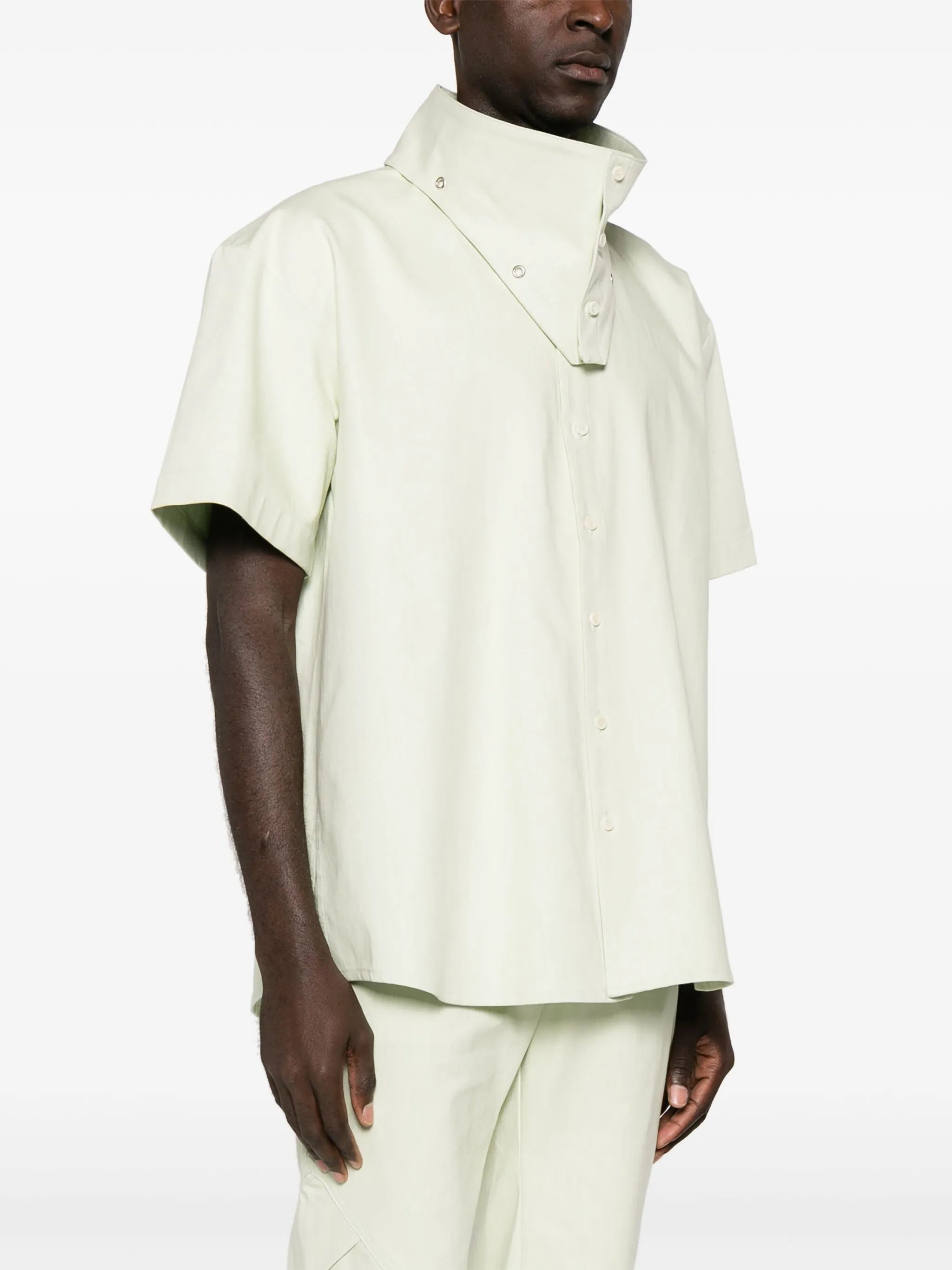 funnel-neck cotton shirt