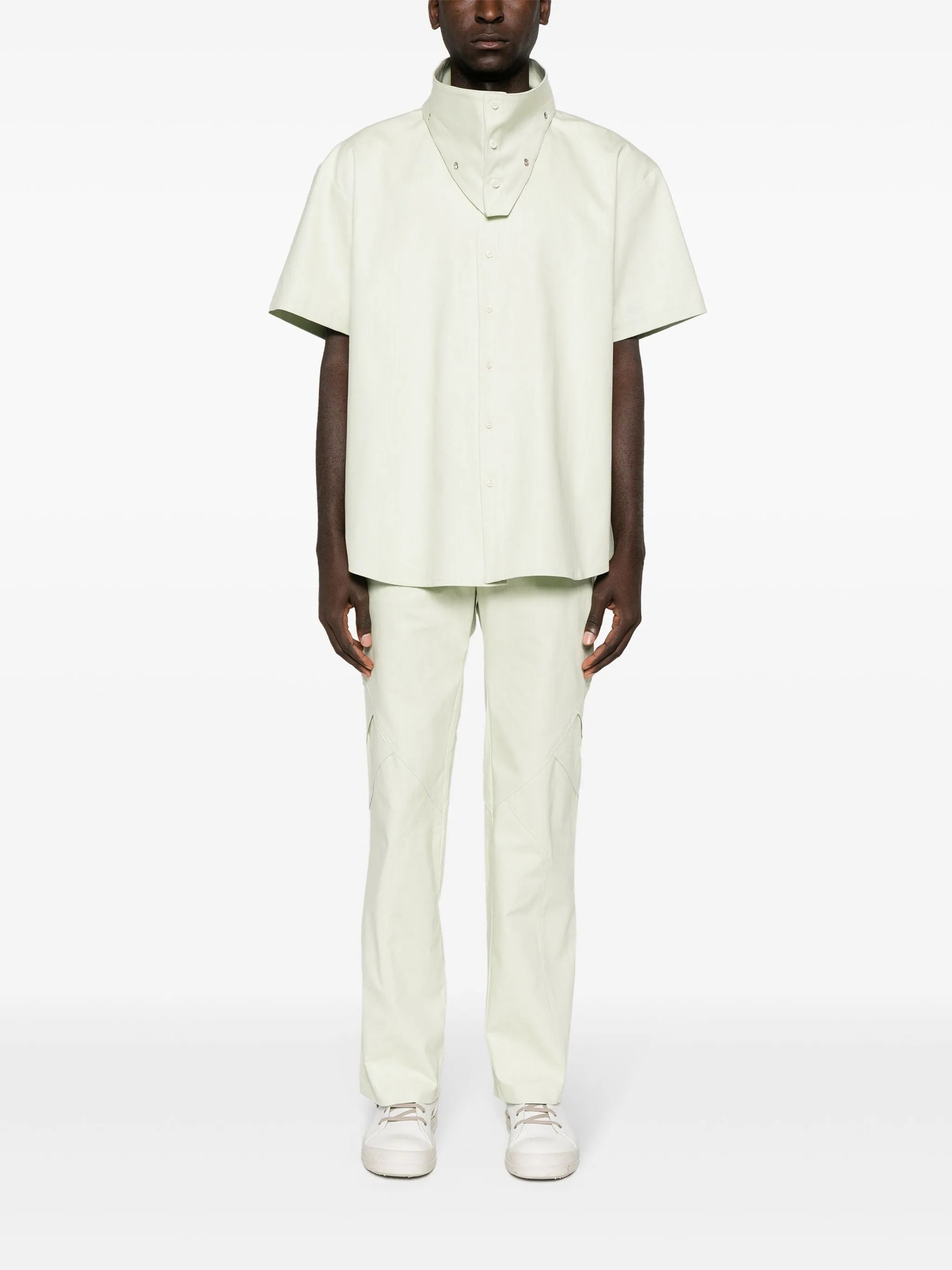 funnel-neck cotton shirt