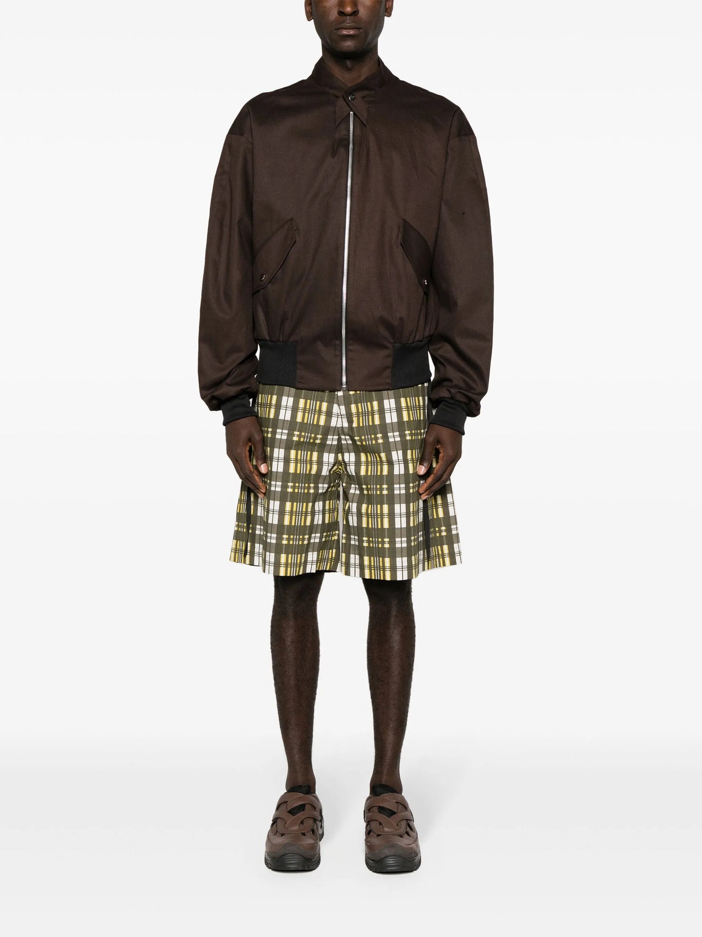 checked wide-leg shorts
